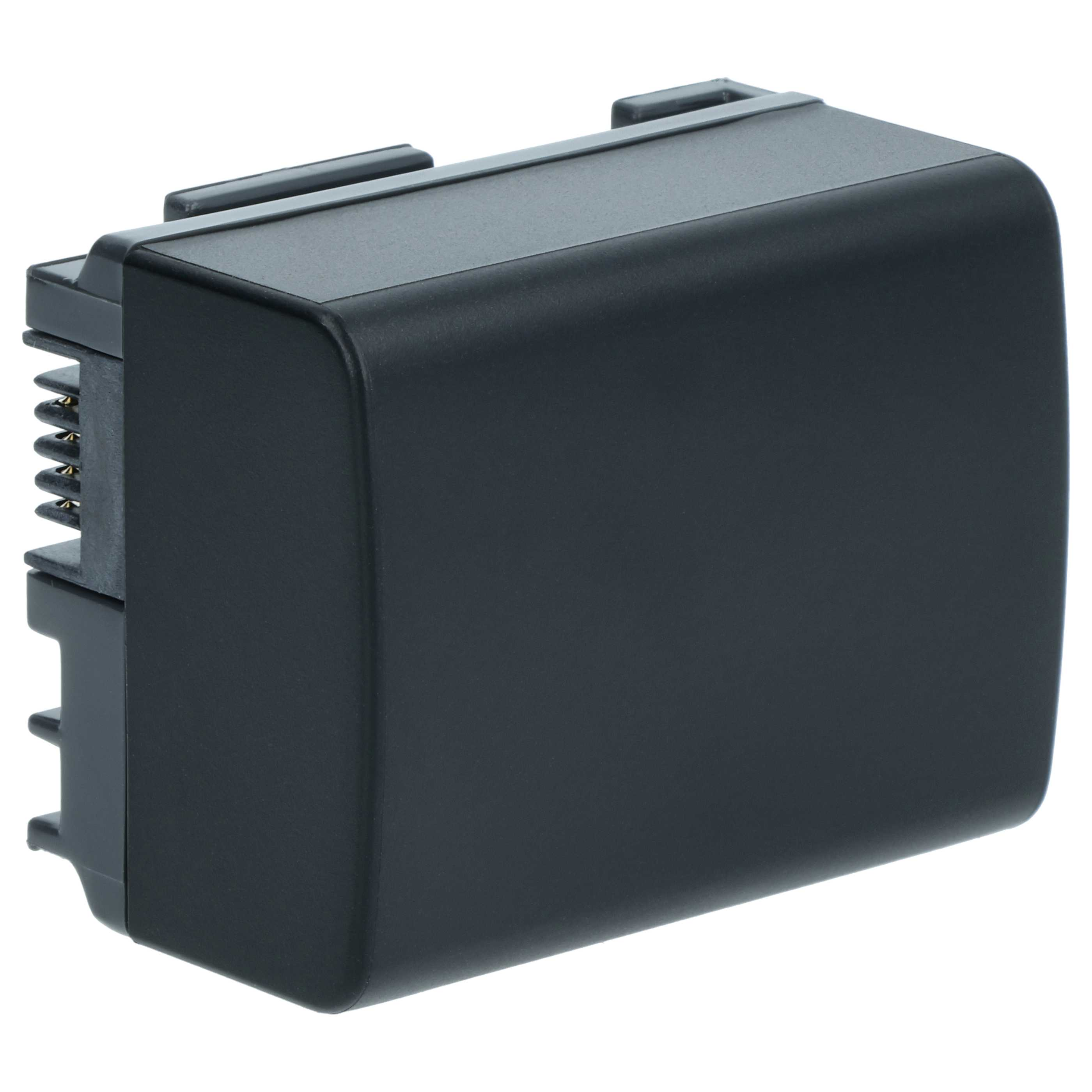 Ein schwarzes rechteckiges elektronisches Gerät mit gerippter Seite und Anschlüssen, vor weißem Hintergrund.