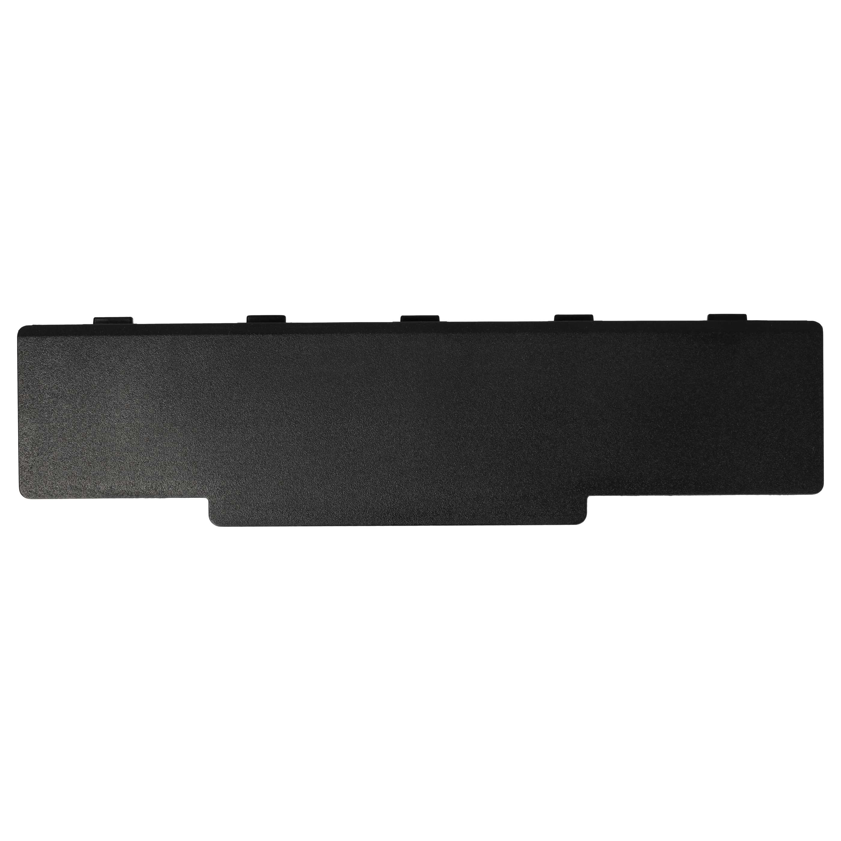 Eine schwarze Laptop-Akkuklappe, rechteckig mit abgerundeten Ecken. Sie hat mehrere kleine erhabene Laschen.