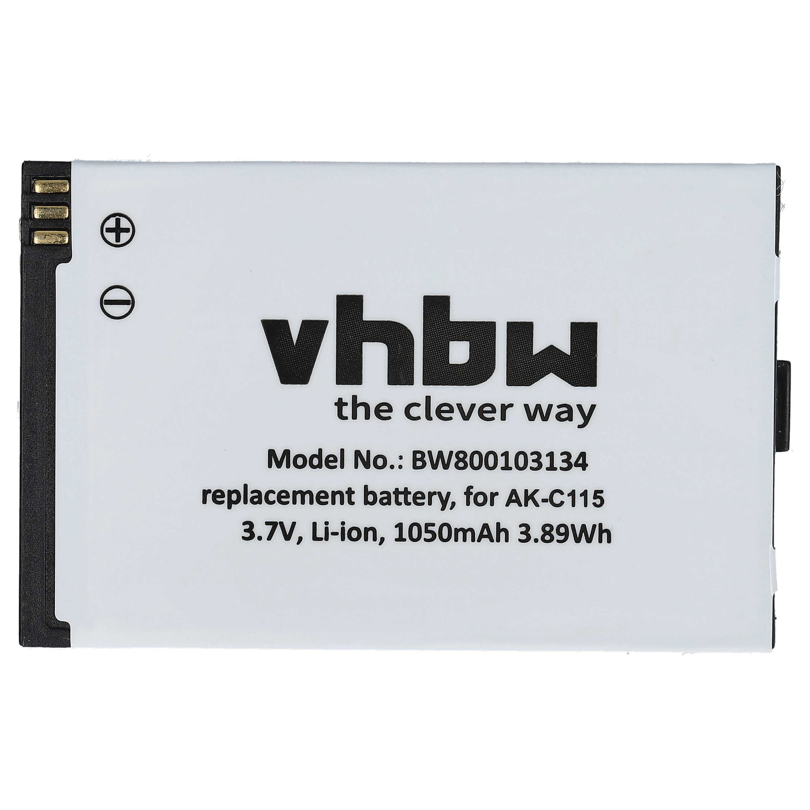 Weißer Akku mit schwarzen Kanten, vhbw-Logo und Textdetails.