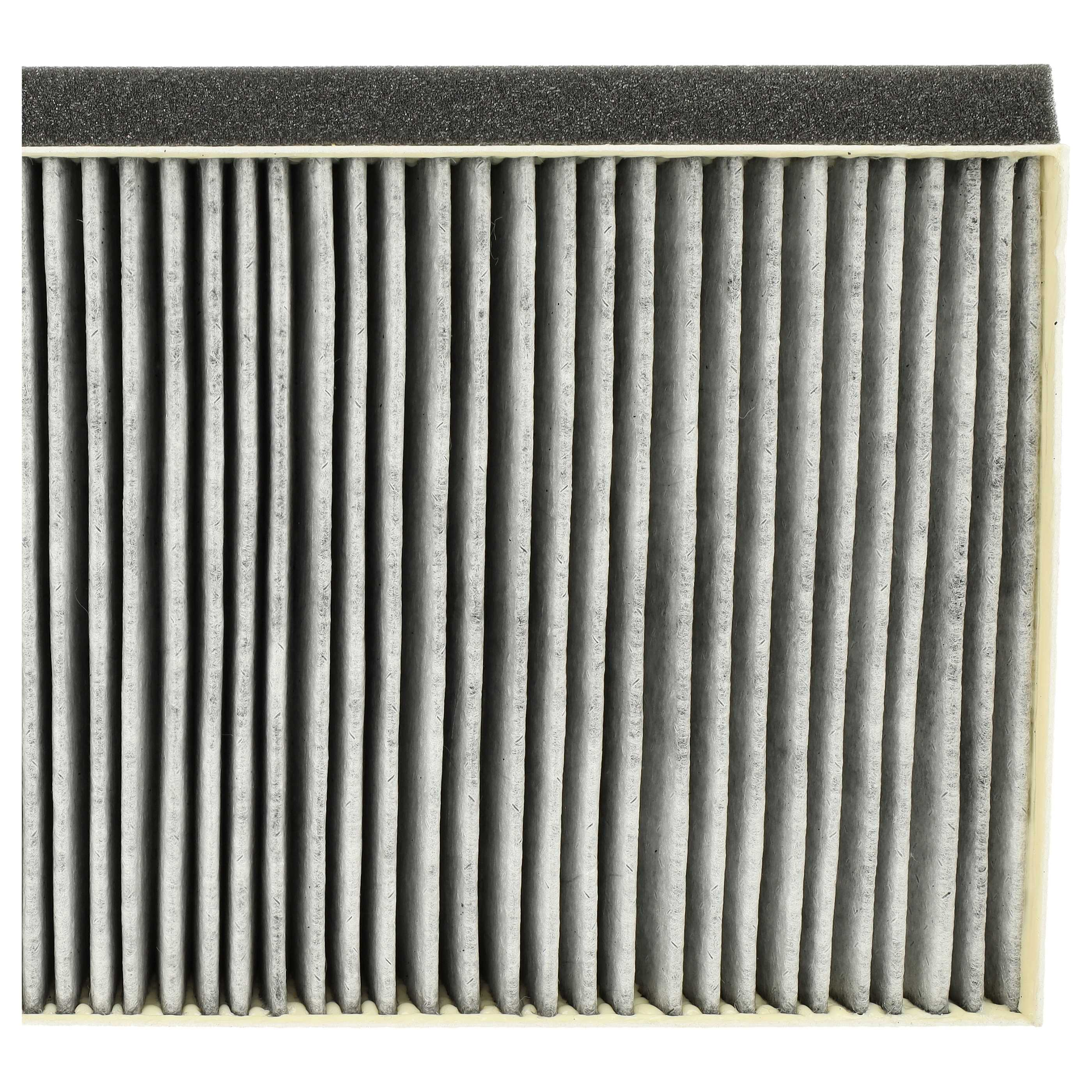 Nahaufnahme eines Auto-Luftfilters. Er ist rechteckig mit vertikalen, ziehharmonikaartigen Falten. Der obere Rand ist schwarzer Schaumstoff.
