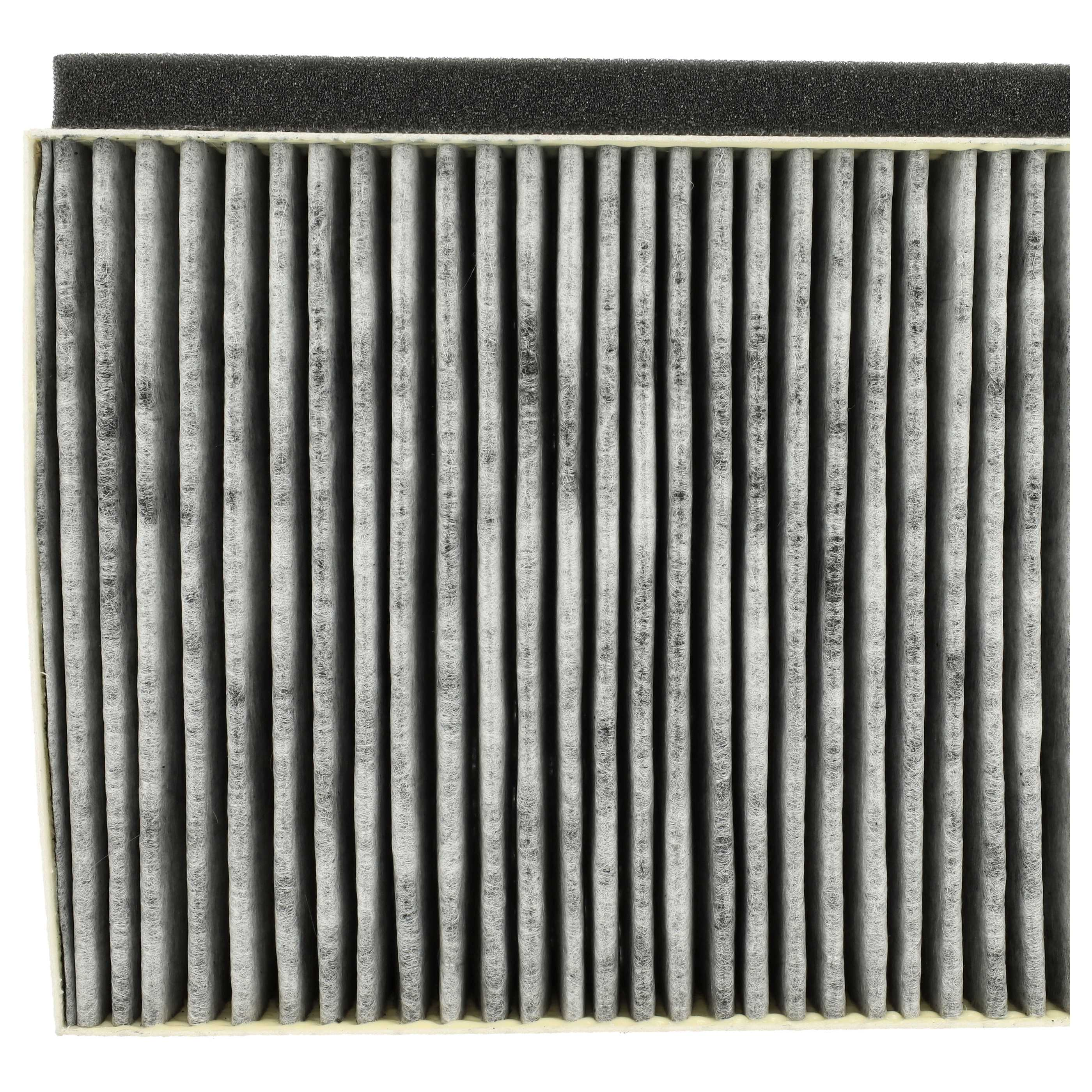 Nahaufnahme eines Luftfilters mit mehreren vertikalen grauen Filterelementen und einem schwarzen Schaumstoffstreifen.