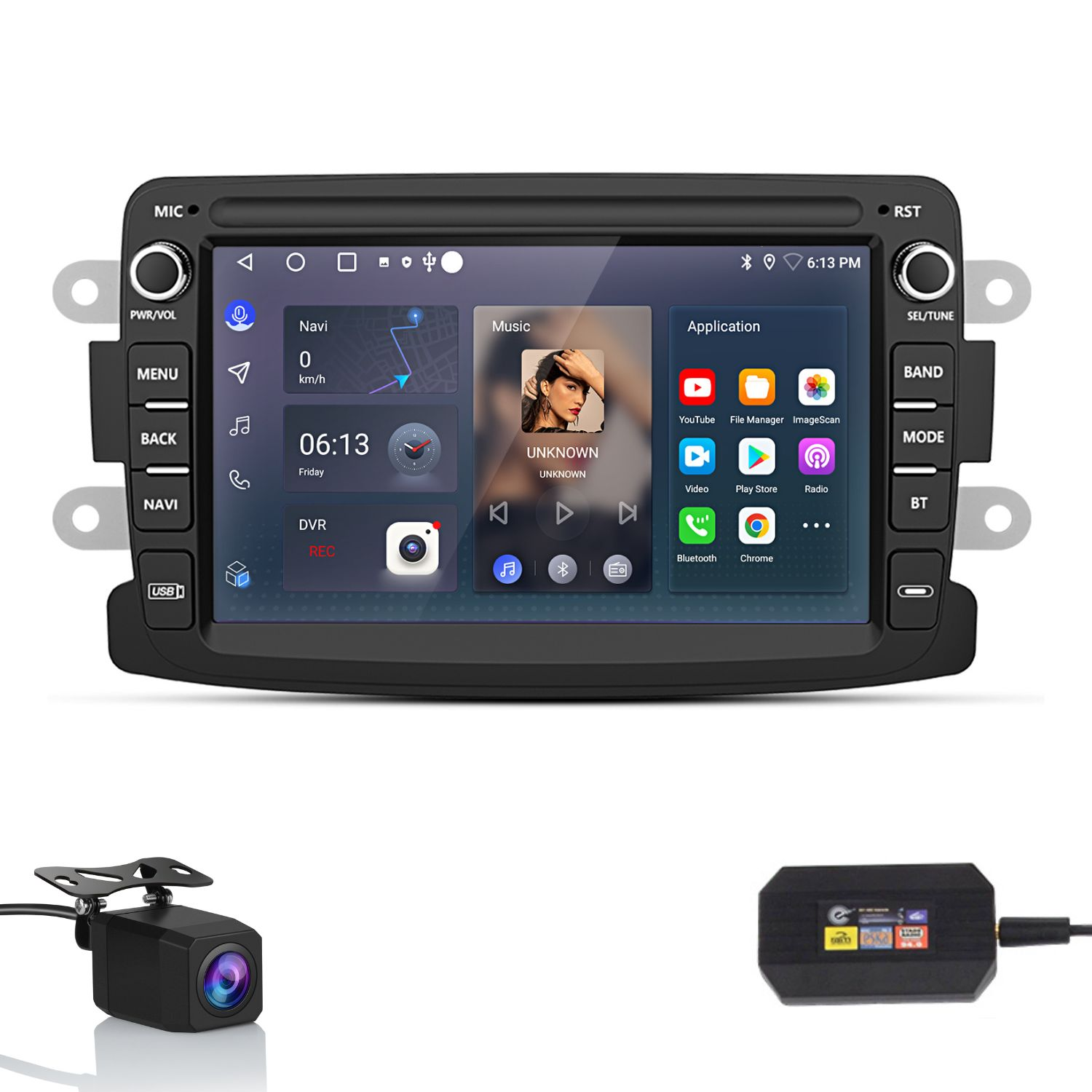 8-Kern 8 Zoll Android 14 Autoradio für Renault Dacia Duster Sandero Dokker Unterstützung GPS Navi Carplay Android Auto DSP Bluetooth WiFi Dab DVR OBD2 4GB RAM 64GB ROM