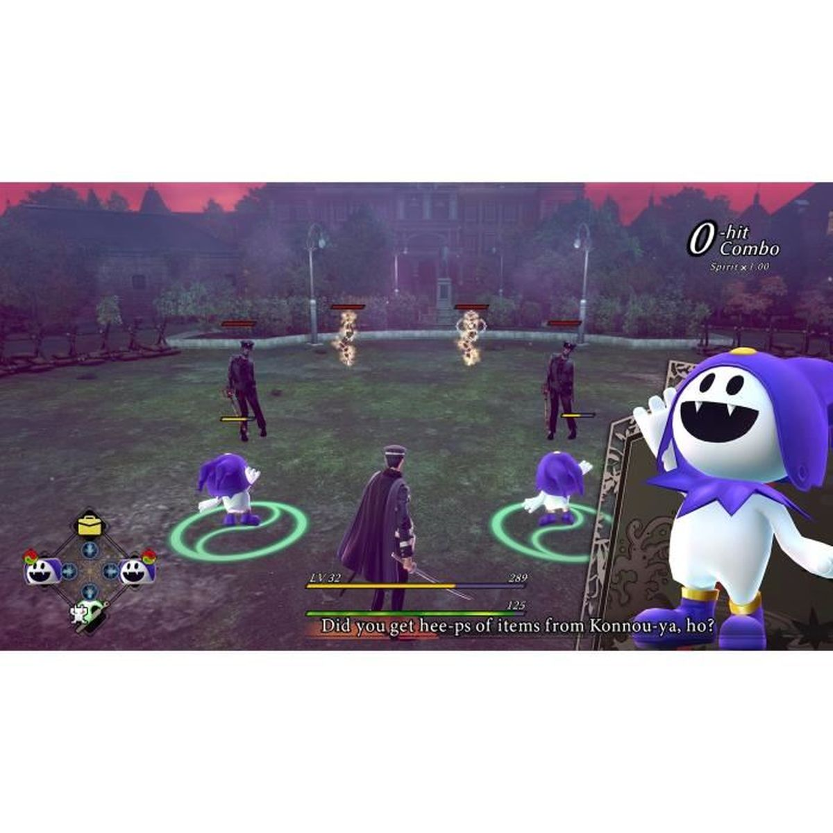 Ekran gry wideo wyświetla postacie w scenie walki. Postać Jack Frost stoi po prawej stronie, a inne postacie walczą.