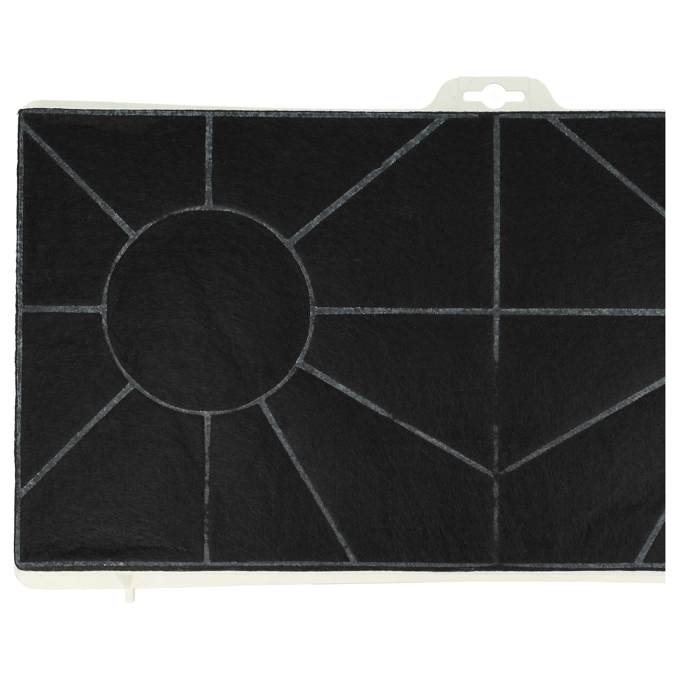 Schwarzer Luftfilter mit geometrischem Design. Er hat einen weißen Rahmen und einen Griff zum Aufhängen. Der Filter ist unterteilt.