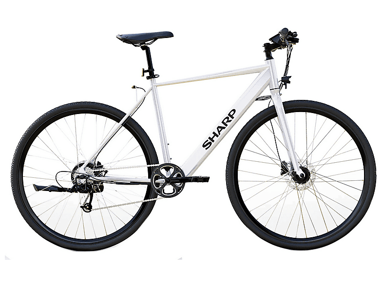 SHARP Grenoble Citybike (Laufradgröße: 28 Zoll, Rahmenhöhe: 53 cm, Unisex-Rad, 470 Wh, weiß)