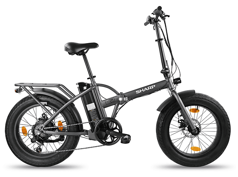 SHARP Fat Folding Kompakt-/Faltrad (Laufradgröße: 20 Zoll, Rahmenhöhe: 44 cm, Unisex-Rad, 375 Wh, grau)