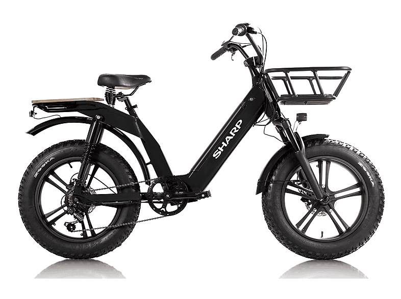 SHARP Lipari Citybike (Laufradgröße: 20 Zoll, Rahmenhöhe: 48 cm, Unisex-Rad, 470 Wh, schwarz)