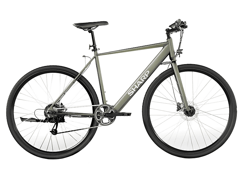 SHARP Grenoble Citybike (Laufradgröße: 28 Zoll, Rahmenhöhe: 53 cm, Unisex-Rad, 470 Wh, grün)