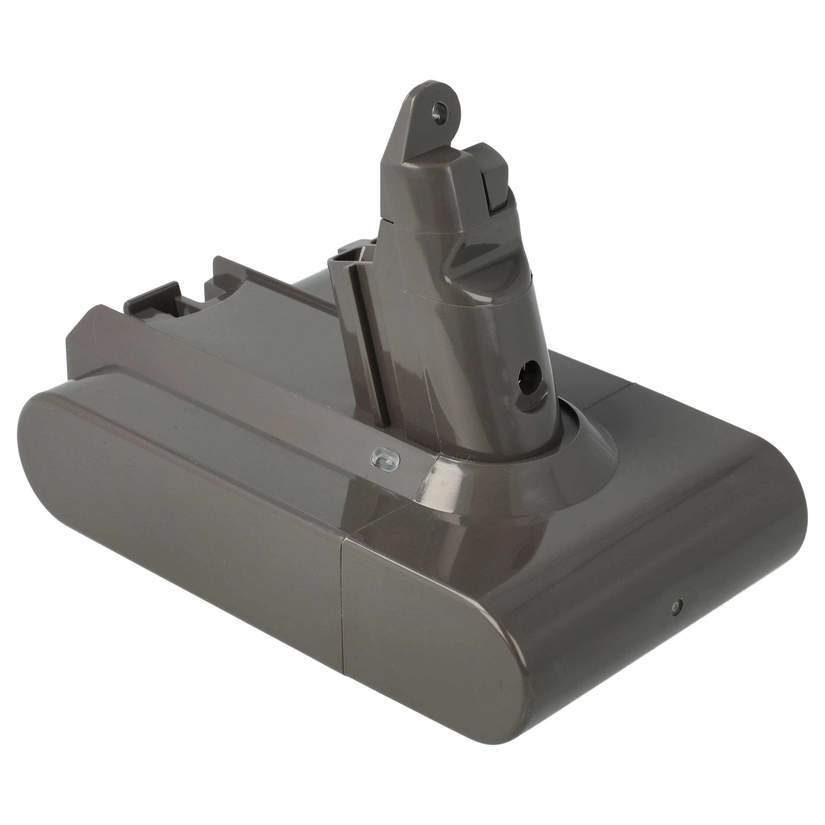 Ein grauer Staubsauger-Akkupack. Er hat eine rechteckige Basis und einen hervorstehenden Oberteil mit einem griffartigen Design.
