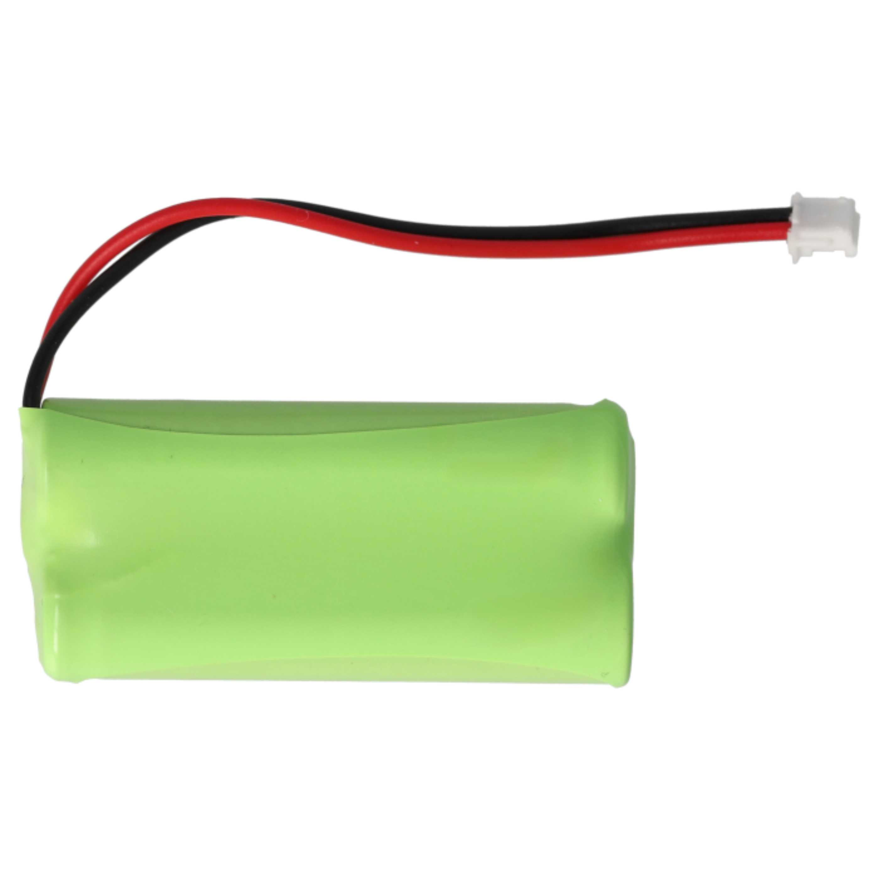 Ein hellgrüner Zylinder mit roten und schwarzen Drähten und einem weißen Stecker. Der Hintergrund ist weiß.