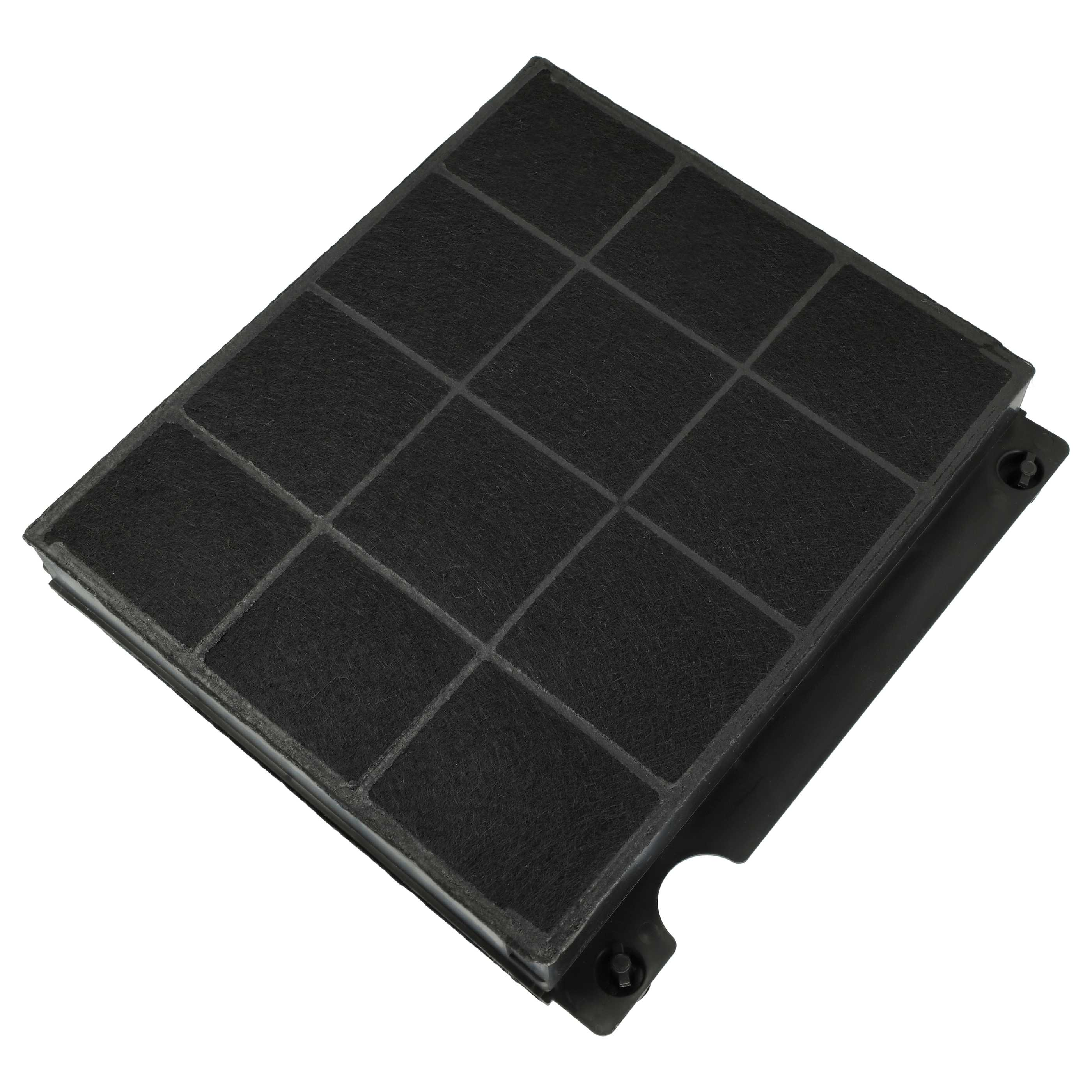 Ein schwarzer Luftfilter mit Gittermuster. Der Filter ist rechteckig mit schwarzem Rahmen und liegt auf weißem Grund.