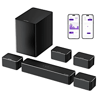 MediaMarkt ULTIMEA Poseidon D70 - 7.1-kanaals Systeem met 6,5" Draadloze Subwoofer, APP Bediening, Soundbar Zwart aanbieding