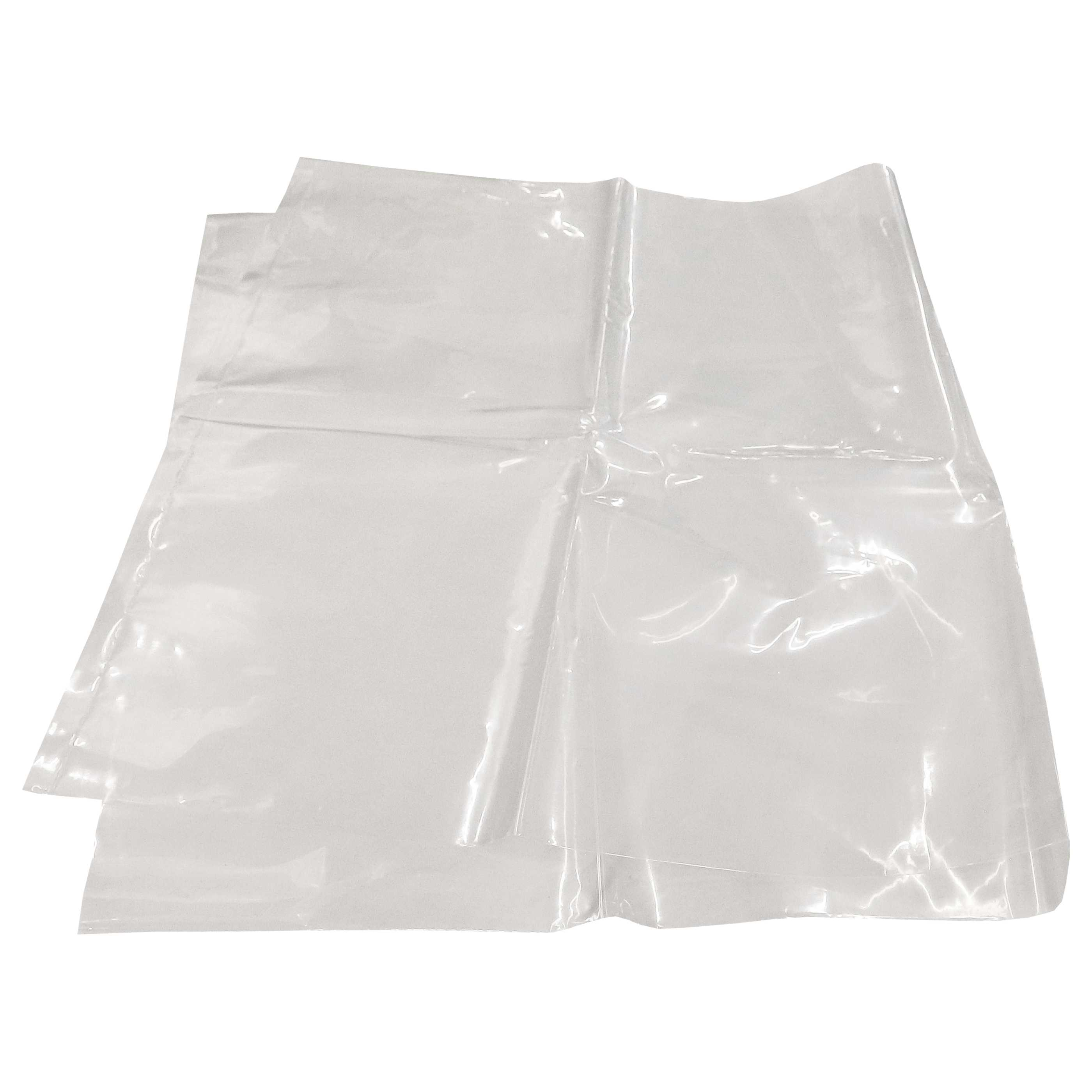 Das Bild zeigt drei sich überlappende transparente Plastiktüten auf weißem Hintergrund. Die Tüten haben leichte Falten.