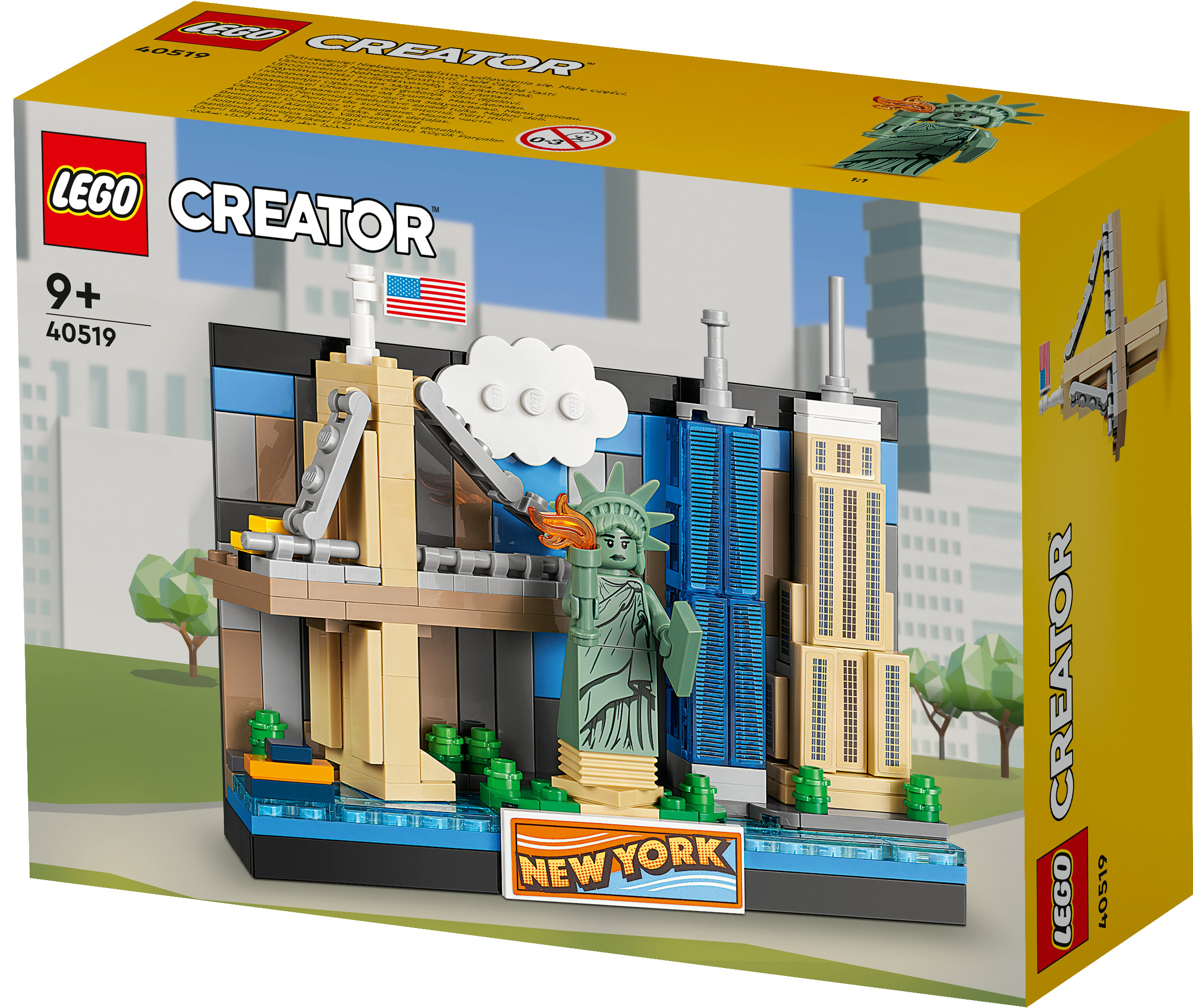 Set Lego Creator New York. Include Statua della Libertà, Empire State Building e altri monumenti.