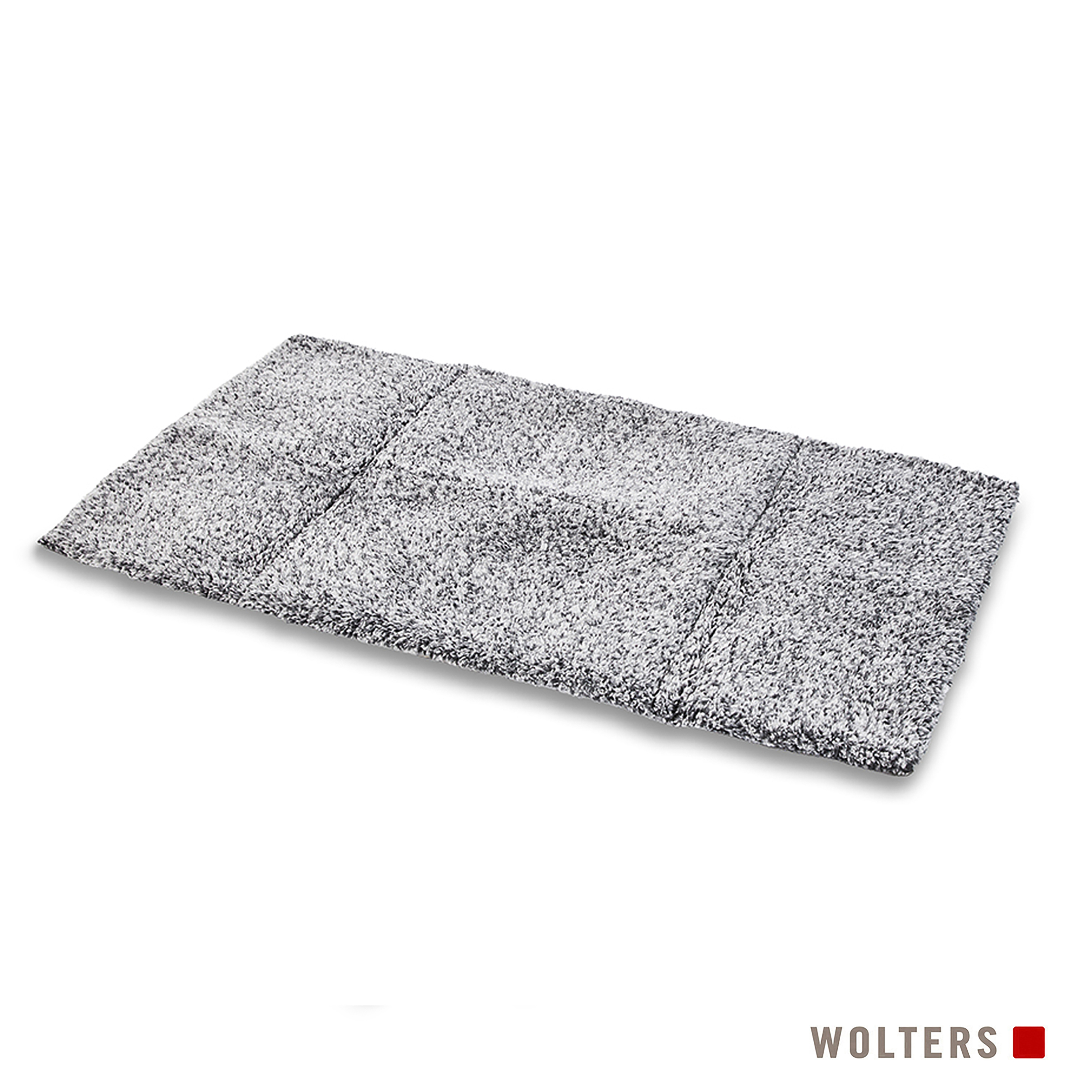 Ein graues, rechteckiges Haustierbett mit strukturierter Oberfläche auf weißem Hintergrund. Der Markenname "WOLTERS" steht unten.
