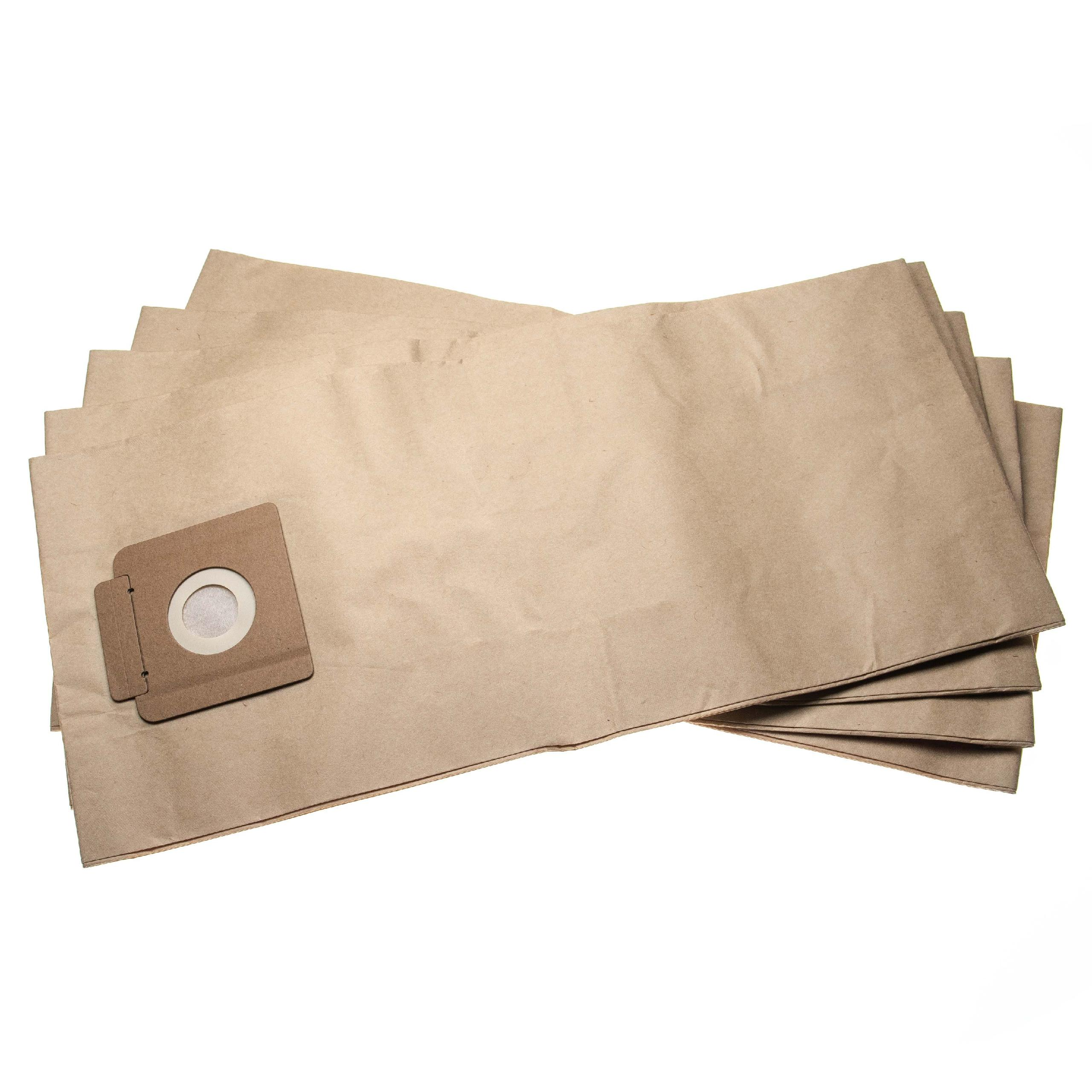 Mehrere beige Staubsaugerbeutel sind gestapelt. Ein Beutel hat ein Pappstück mit runder Öffnung.