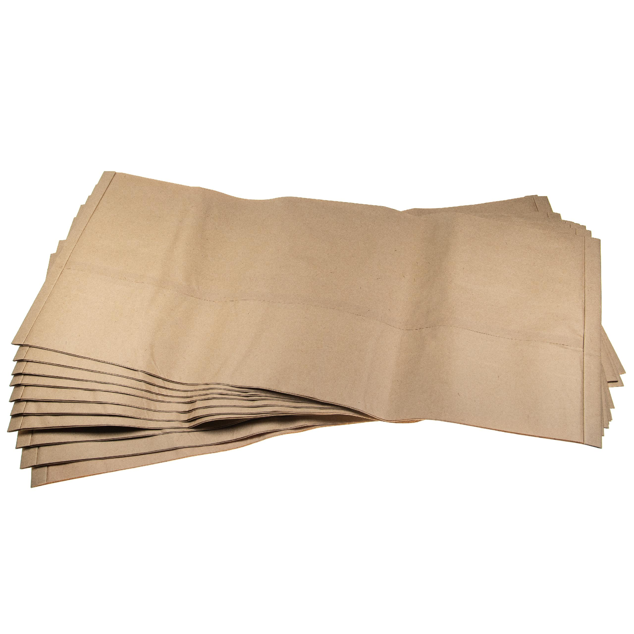 Ein Stapel brauner Papiertüten auf weißem Hintergrund. Die Tüten sind gefaltet und überlappen sich, mit sichtbaren Falten.