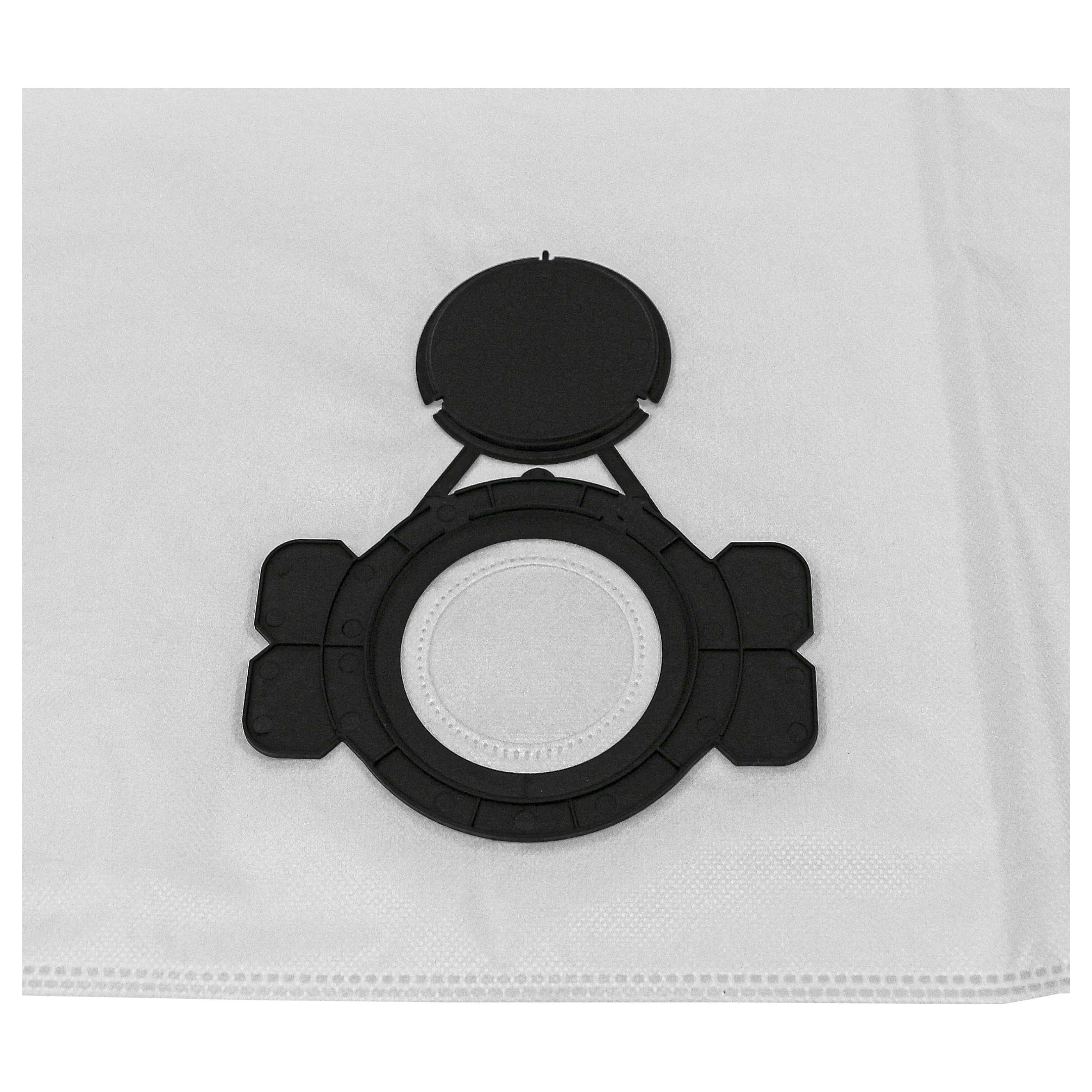 Ein schwarzes Staubsaugerfilterelement. Es hat ein kreisförmiges Design mit einem weißen Filter in der Mitte, auf weißem Hintergrund.