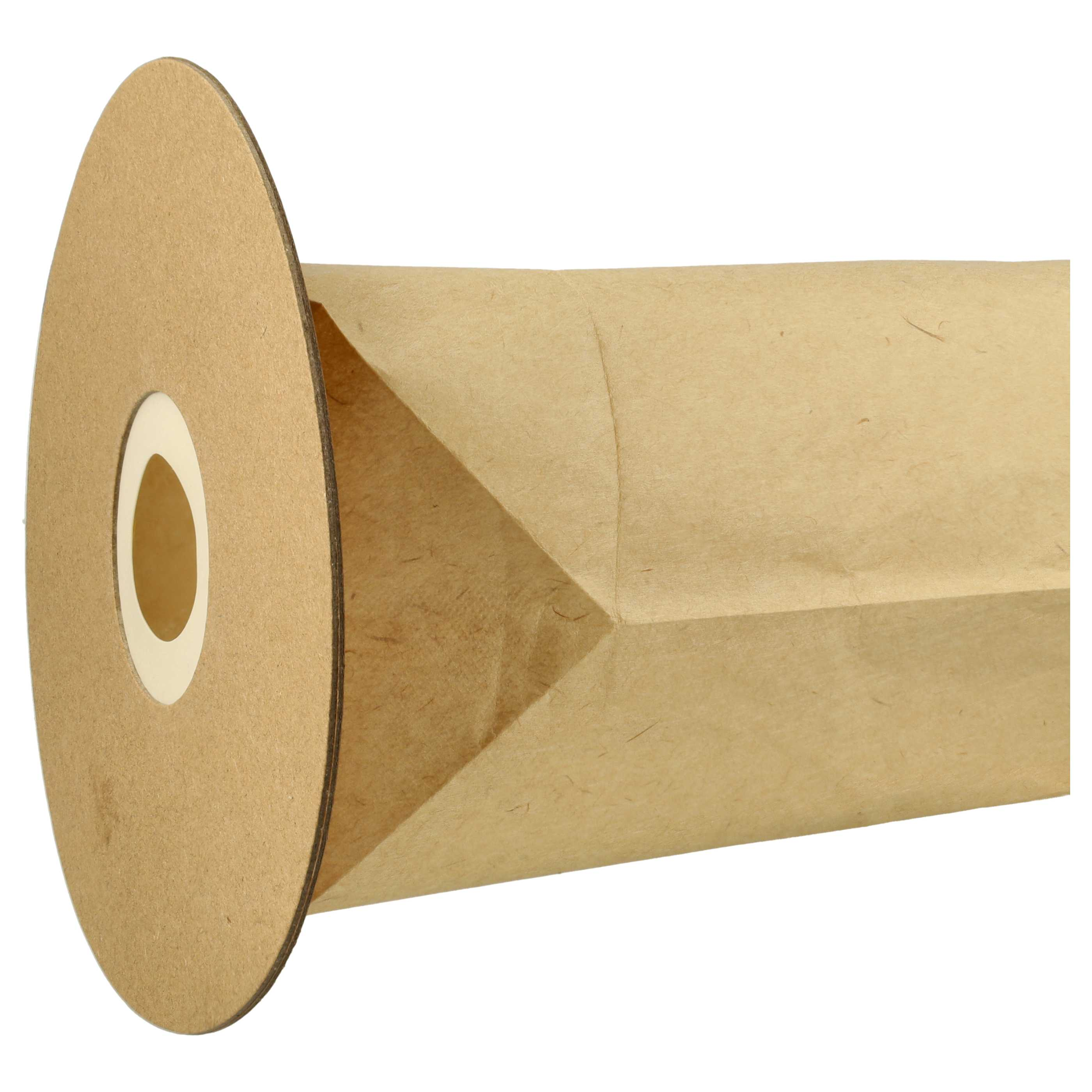 Eine Rolle braunes Papier, ein Teil entfaltet, zeigt das Innere. Ein weißes Loch in der Mitte der Rolle.