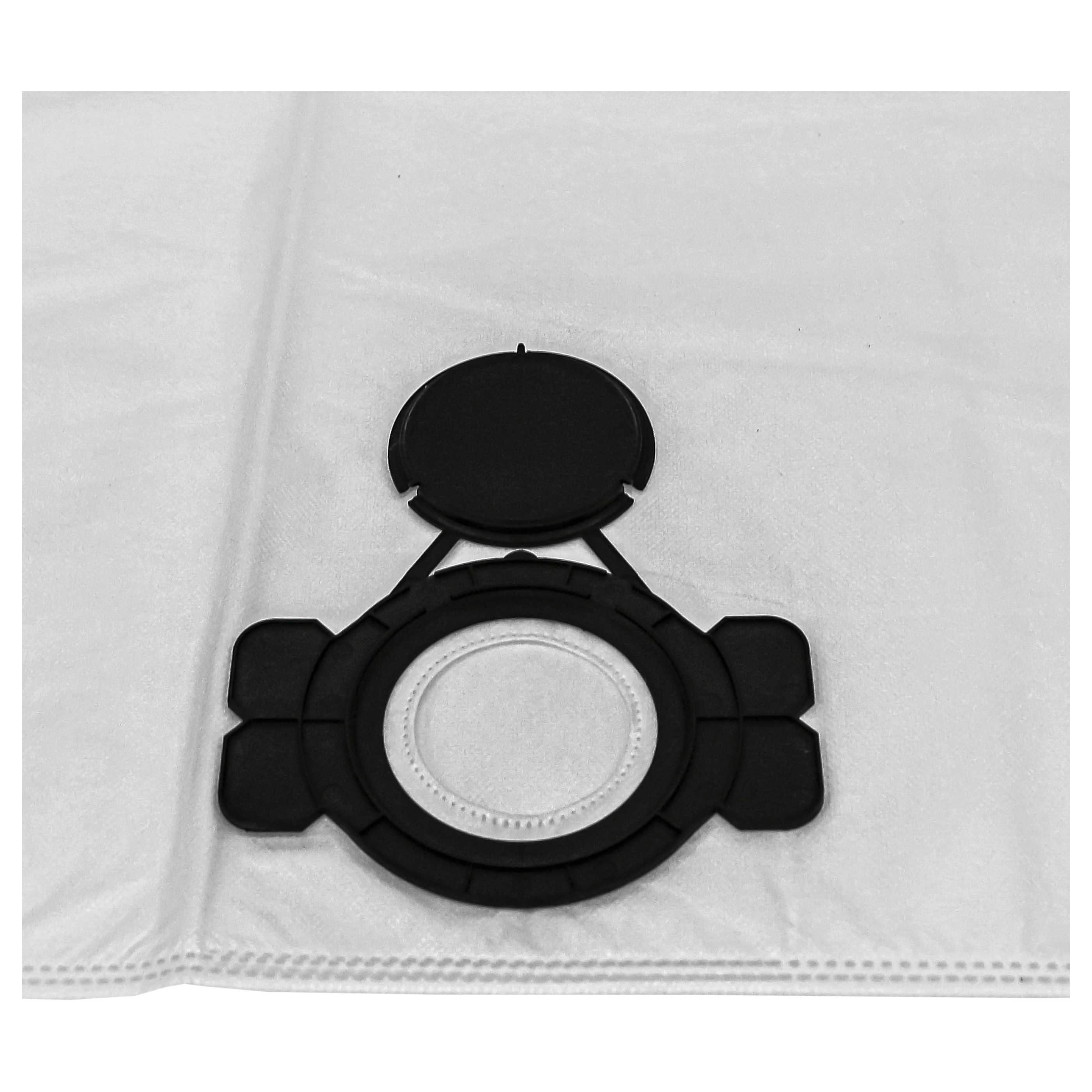 Eine schwarze Staubsaugerfilterkomponente liegt vor einem weißen Stoffhintergrund. Der Filter hat eine kreisförmige Öffnung.