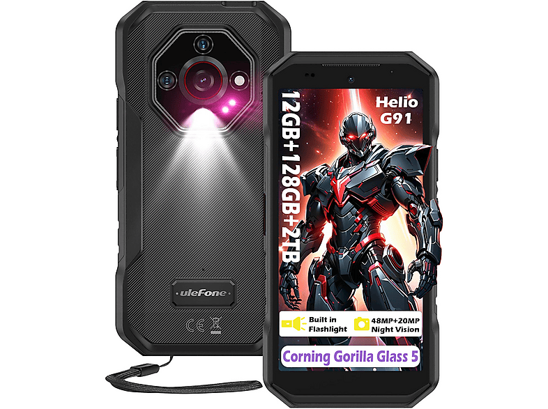 ULEFONE Armor X32 12GB Nachtsicht mit Taschenlampe NFC 128 GB Schwarz Dual SIM