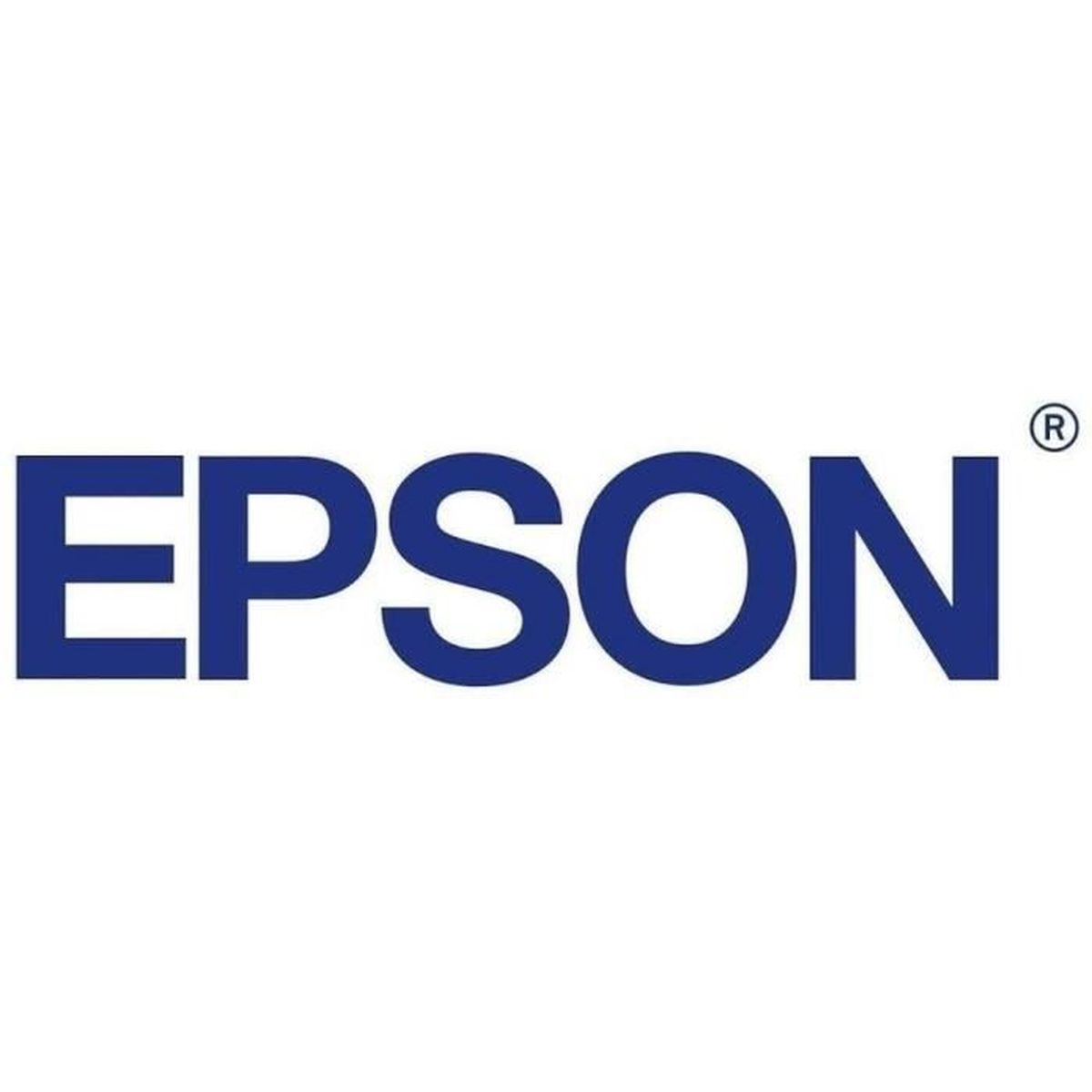 Logo EPSON w ciemnoniebieskich literach na białym tle. Znak towarowy znajduje się w prawym górnym rogu.