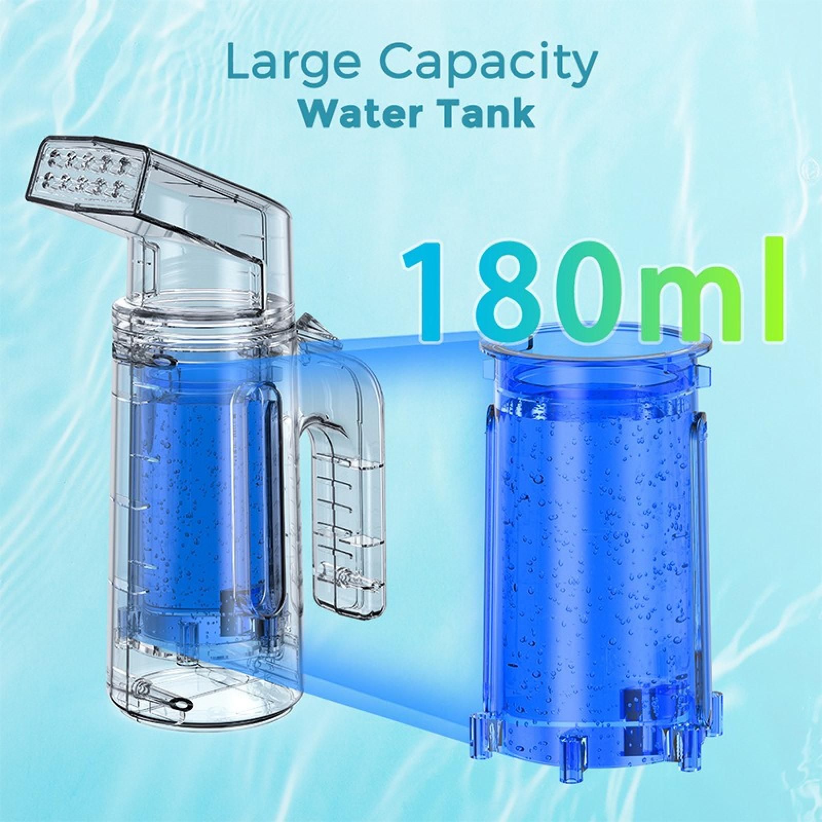 Das Bild zeigt zwei transparente Wassertanks. Einer ist mit einem Griff verbunden, der andere ist ein Zylinder. Der Text lautet '180ml'.