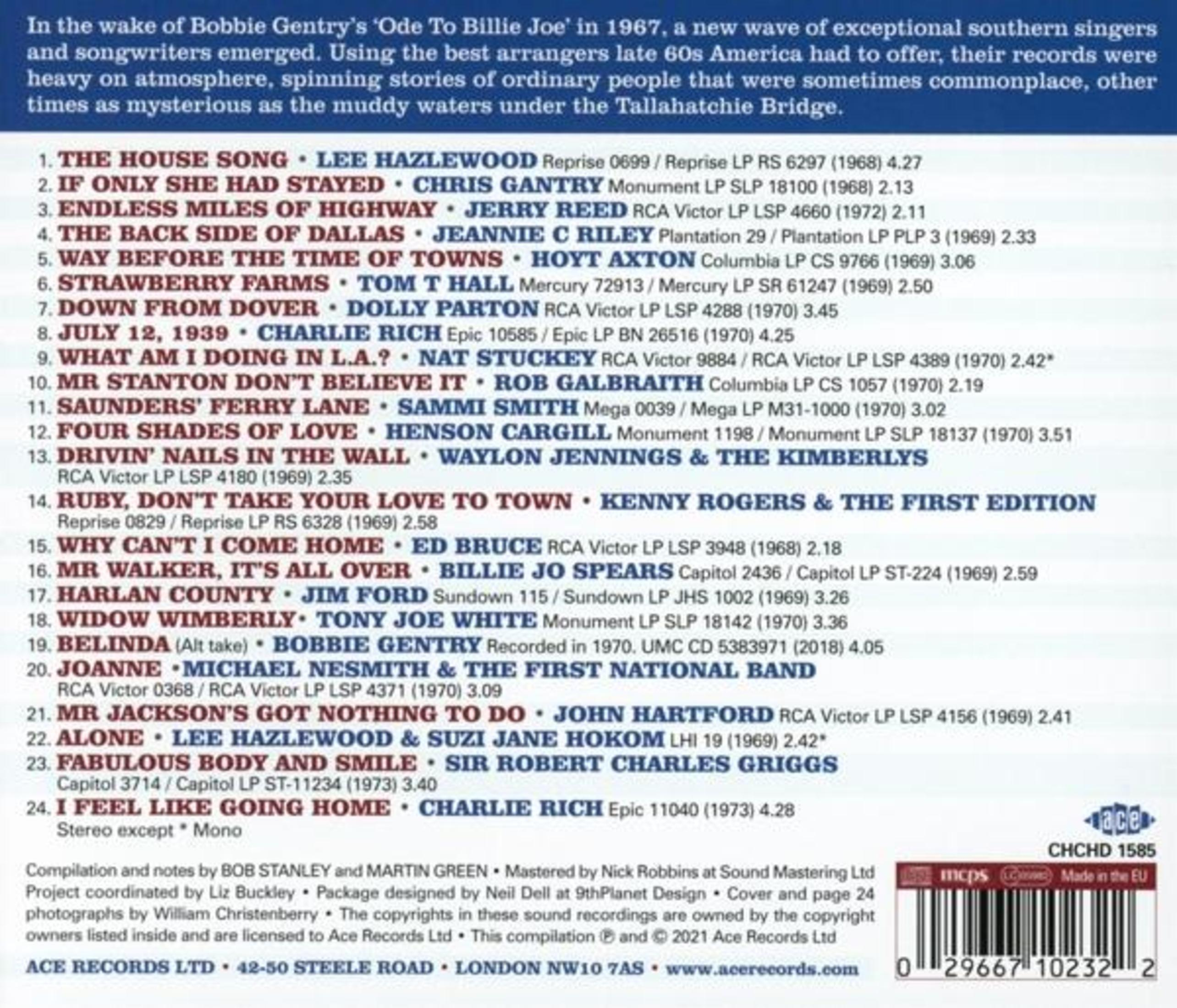 Text auf blauem Hintergrund listet Songtitel und Interpreten auf. Unten befinden sich ein Logo und ein Barcode.