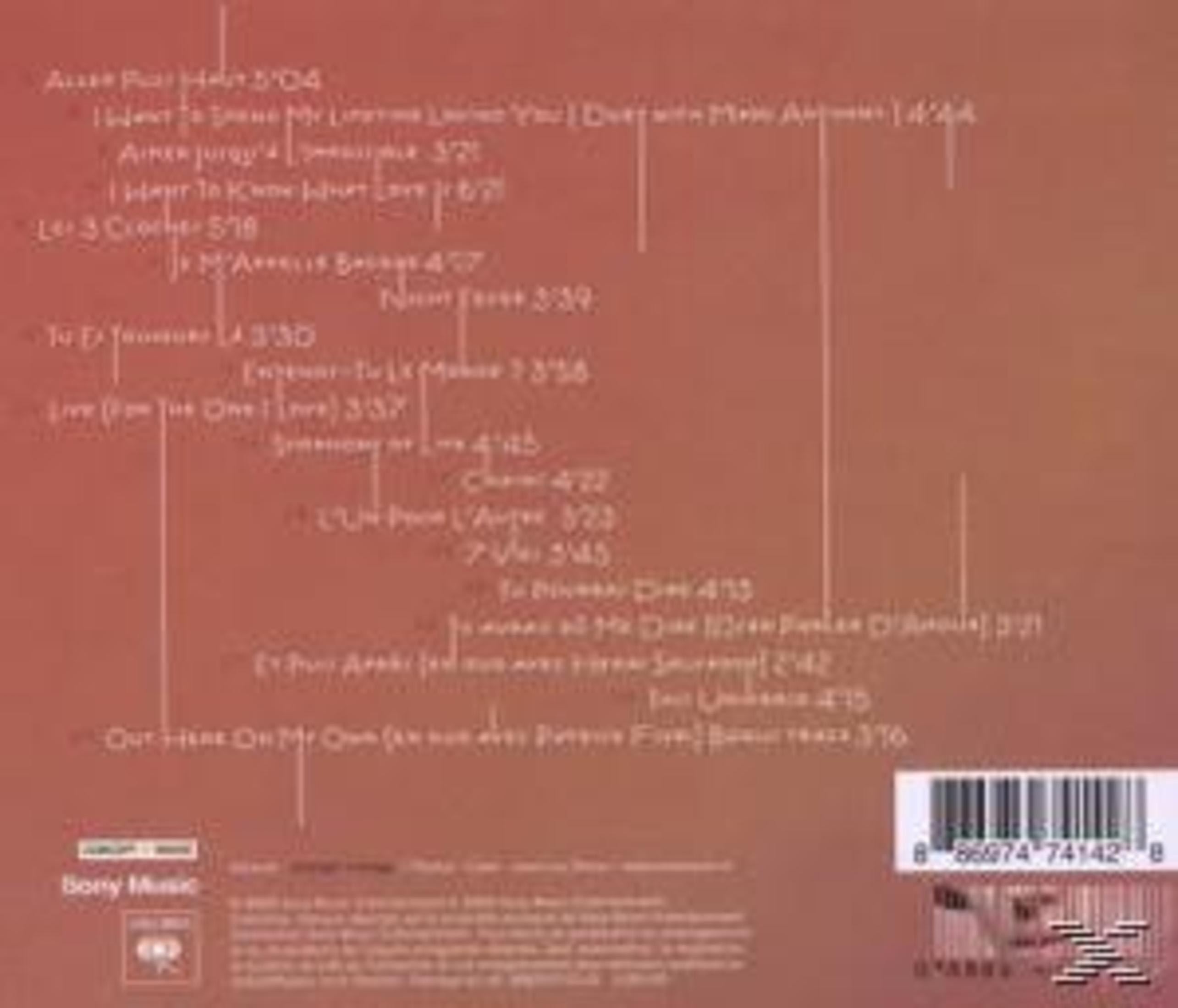 Rückseite des Albums in Rottönen mit Songtiteln. Enthält einen Barcode, das Sony Music-Logo und Copyright-Informationen.