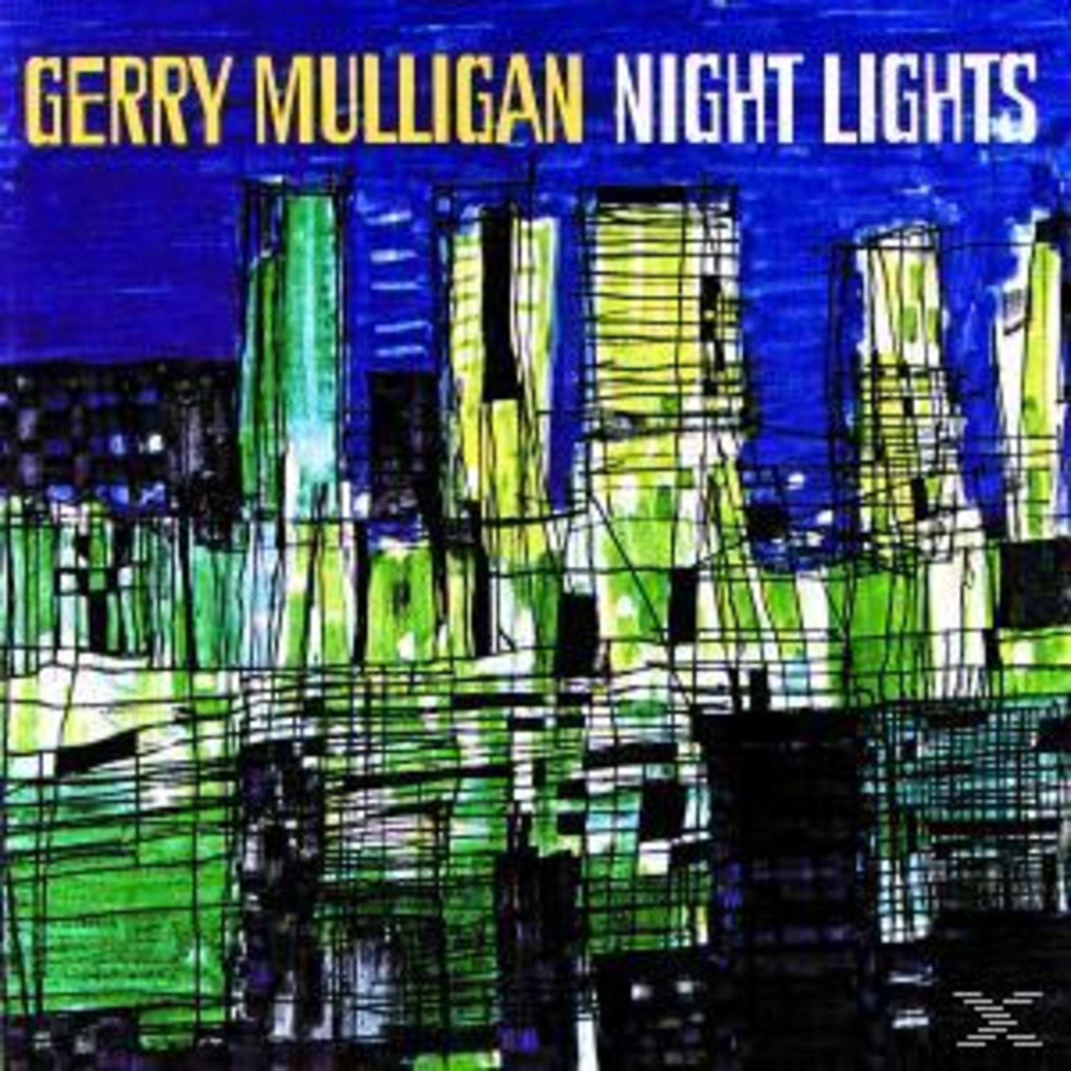 Copertina dell'album con grattacieli stilizzati sotto un cielo blu. Testo: 'Gerry Mulligan Night Lights'.