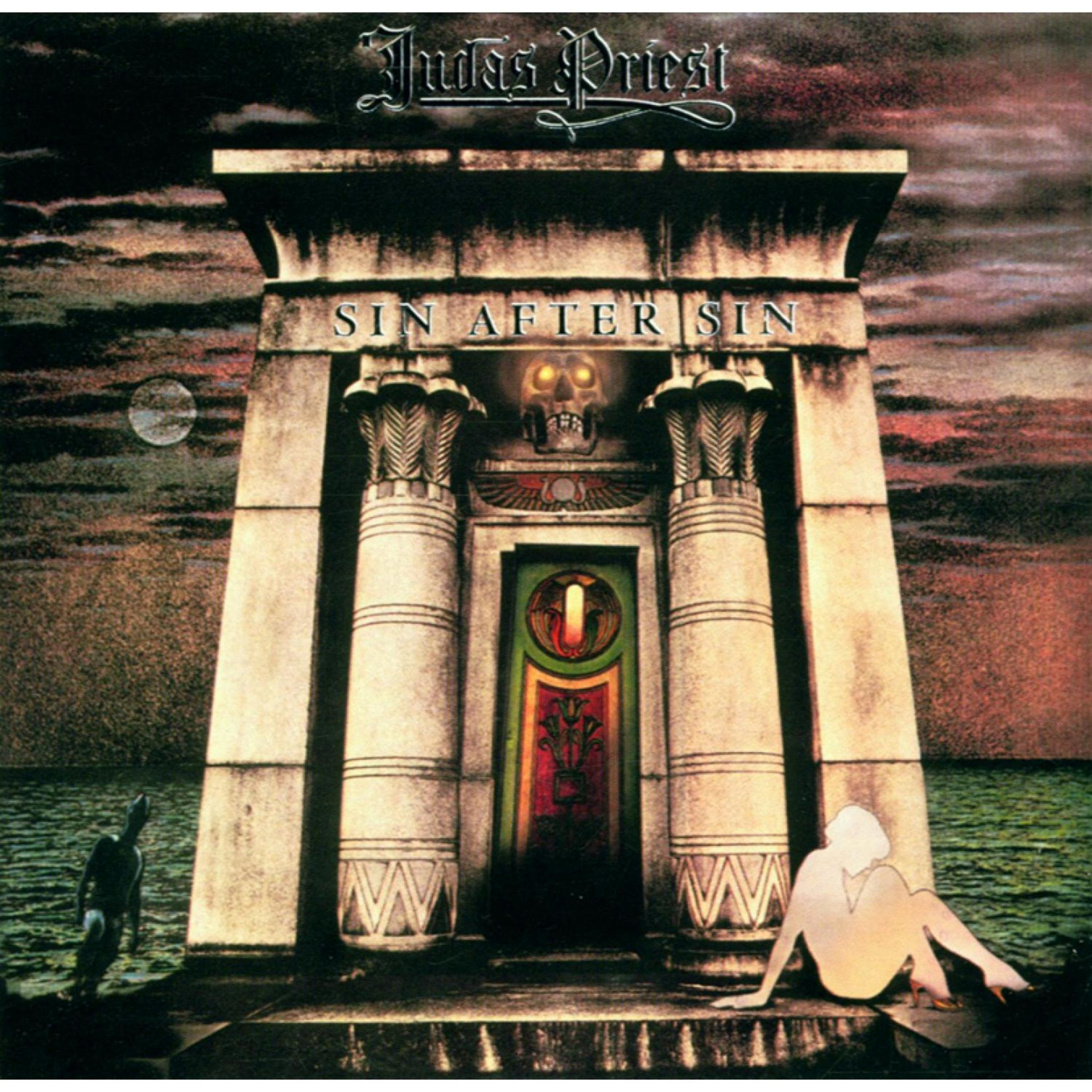 Albumcover zeigt einen Tempel mit Totenkopf über der Tür. Silhouetten von Figuren im Vorder- und Hintergrund.