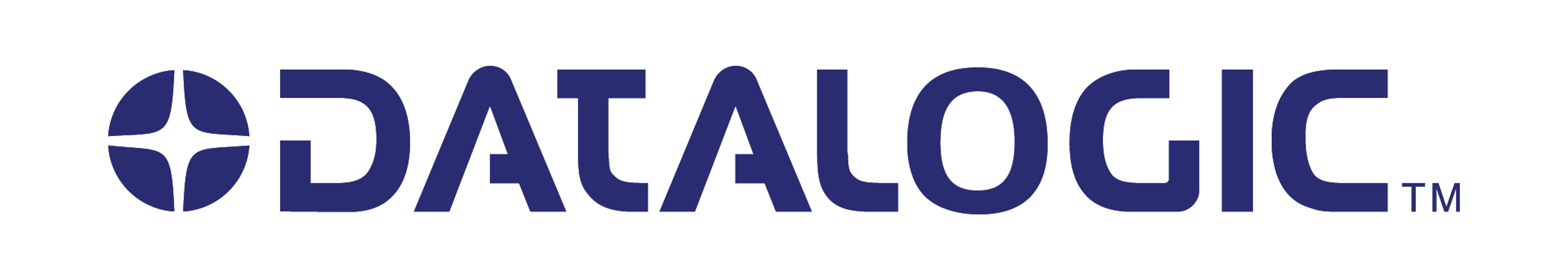 El logotipo de DATALOGIC en azul marino sobre fondo blanco. Incluye un emblema estilizado y texto.