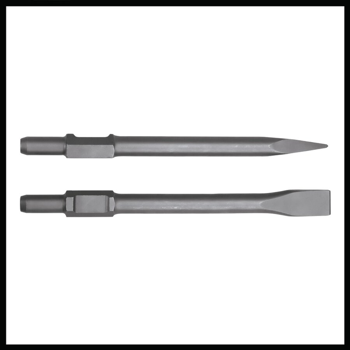 Dwa szare dłuta na białym tle. Jedno jest spiczaste, drugie płaskie.