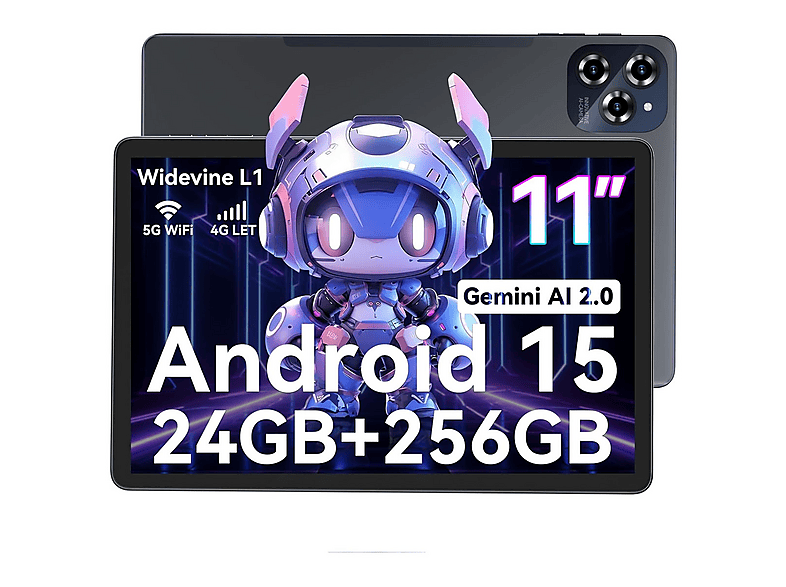 KINGRID W90, Tablet, 256 GB, 11 Zoll, Grau