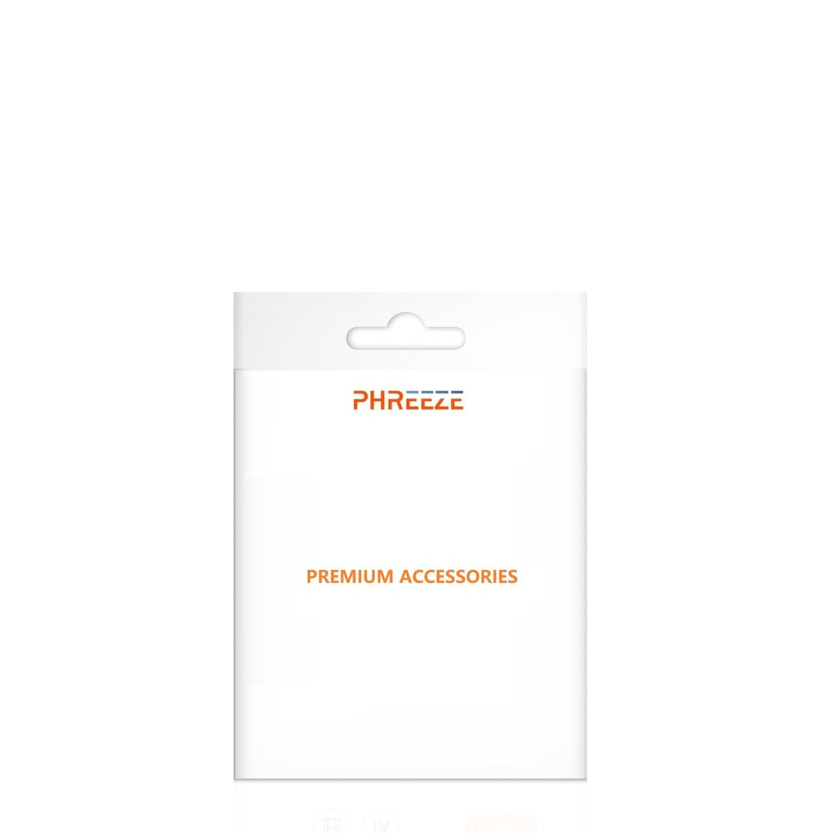 Een witte verpakking met het merk 'PHREEZE' en de tekst 'PREMIUM ACCESSORIES' op een witte achtergrond.