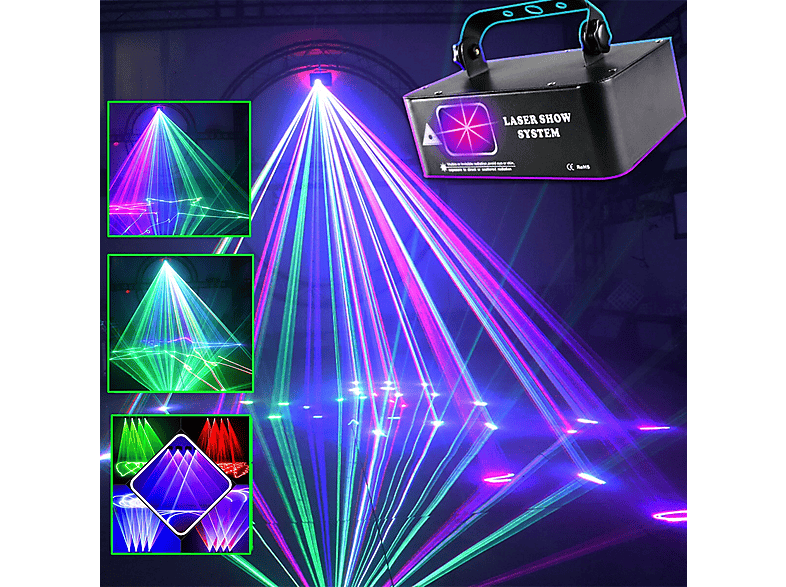 ELKUAIE Rgb Laserstrahl Projektor Dj Disco Licht Lampe