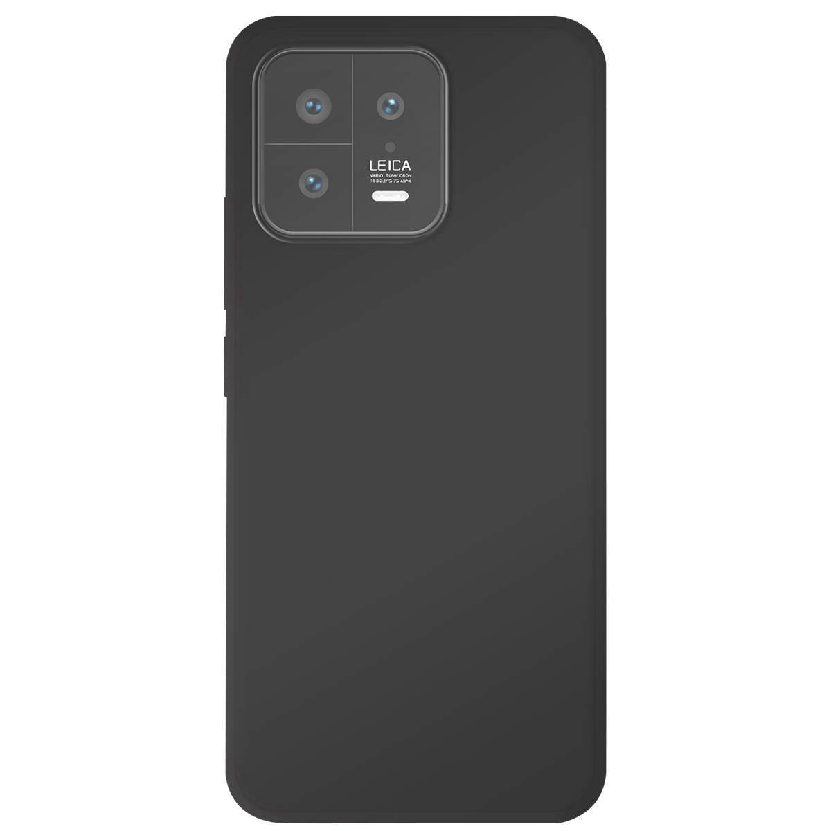 Uno smartphone nero con modulo fotocamera Leica. Il telefono è in una custodia scura con il logo Leica visibile. Lo sfondo è bianco.
