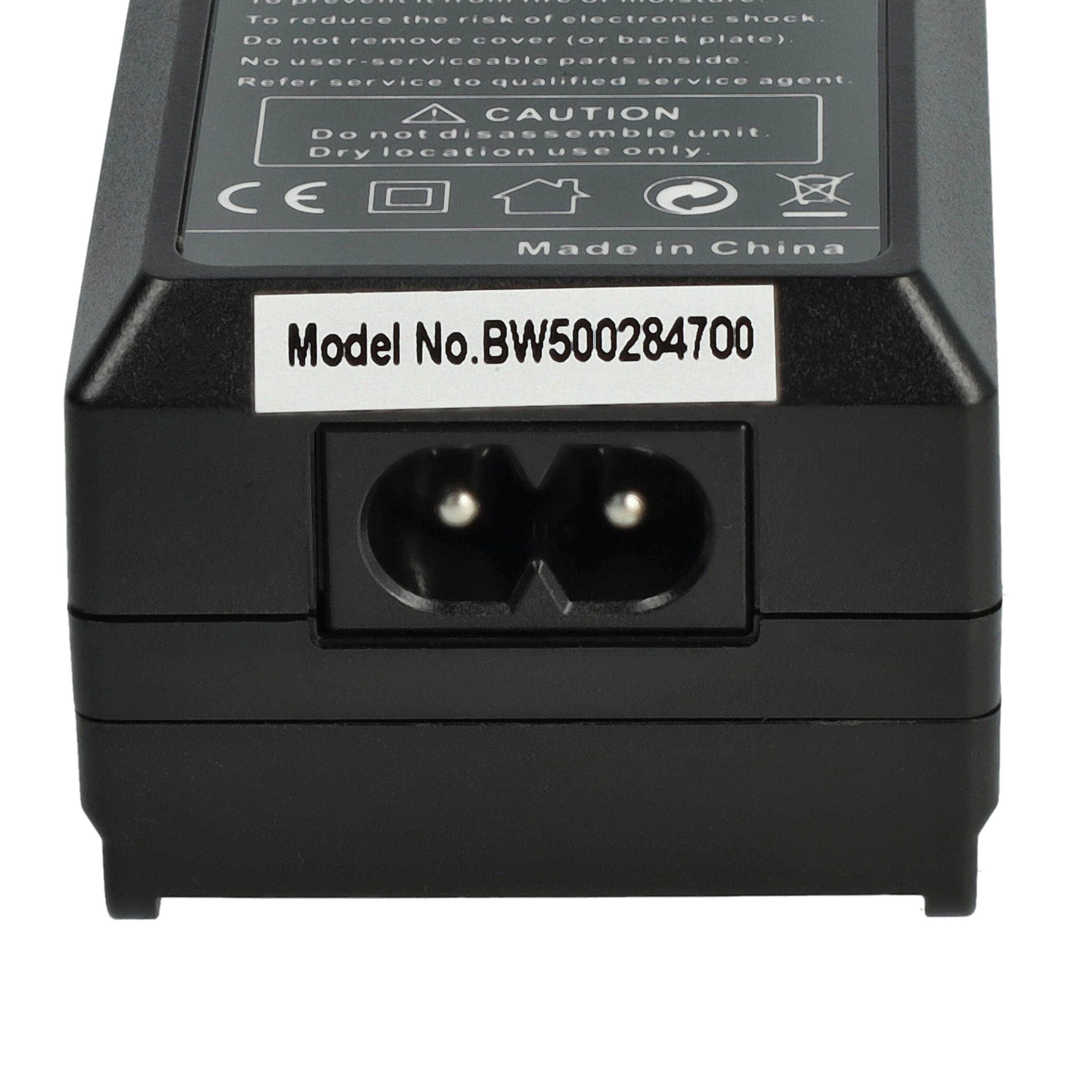 Schwarzer Adapter mit Steckplätzen für zwei Stifte, einem Etikett mit der Aufschrift Modell Nr. BW500284700 und Textanweisungen.