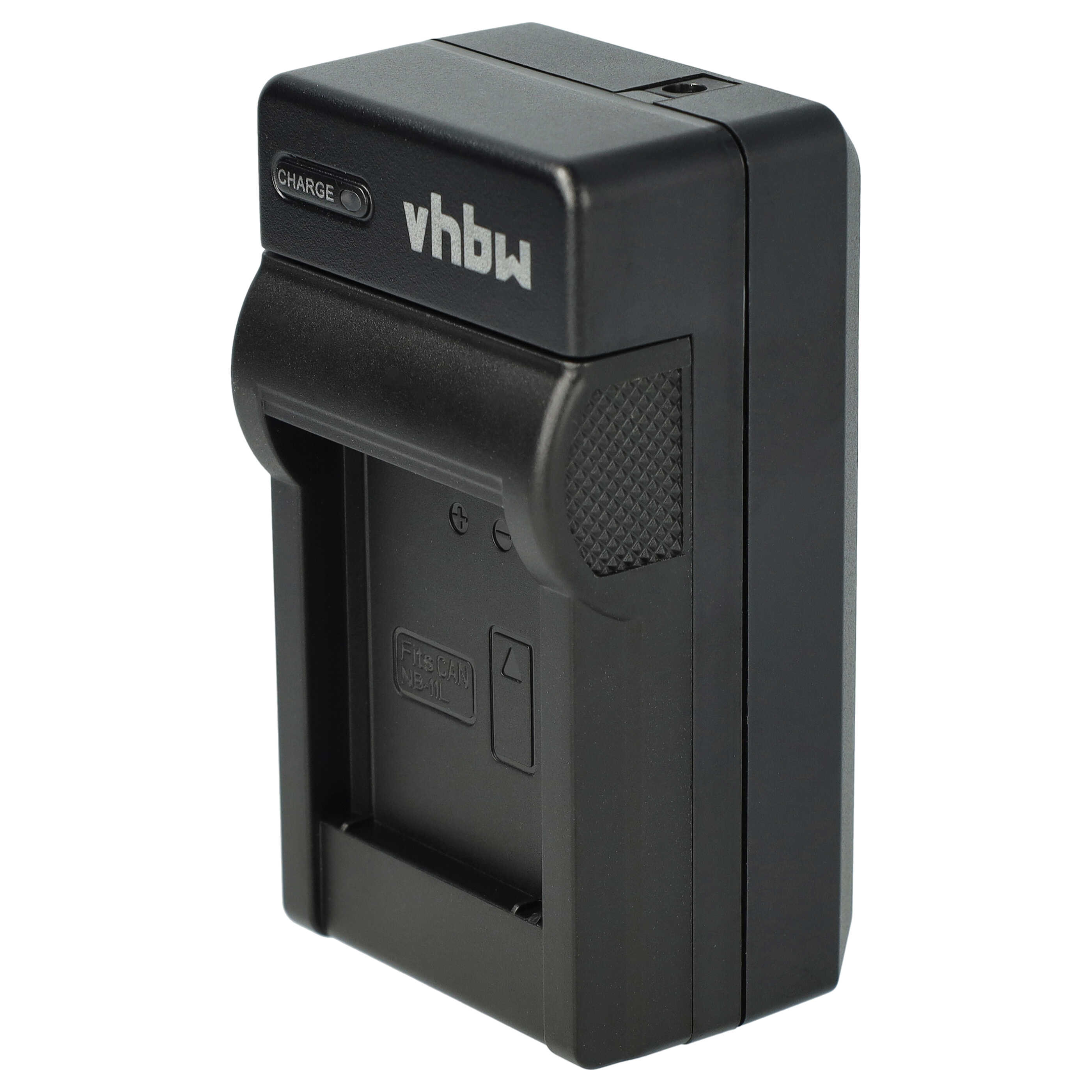 Schwarzes Vhbw-Ladegerät. Hat eine Ladeanzeige und einen Steckplatz. Passend für CAN NB-1L Batterien.