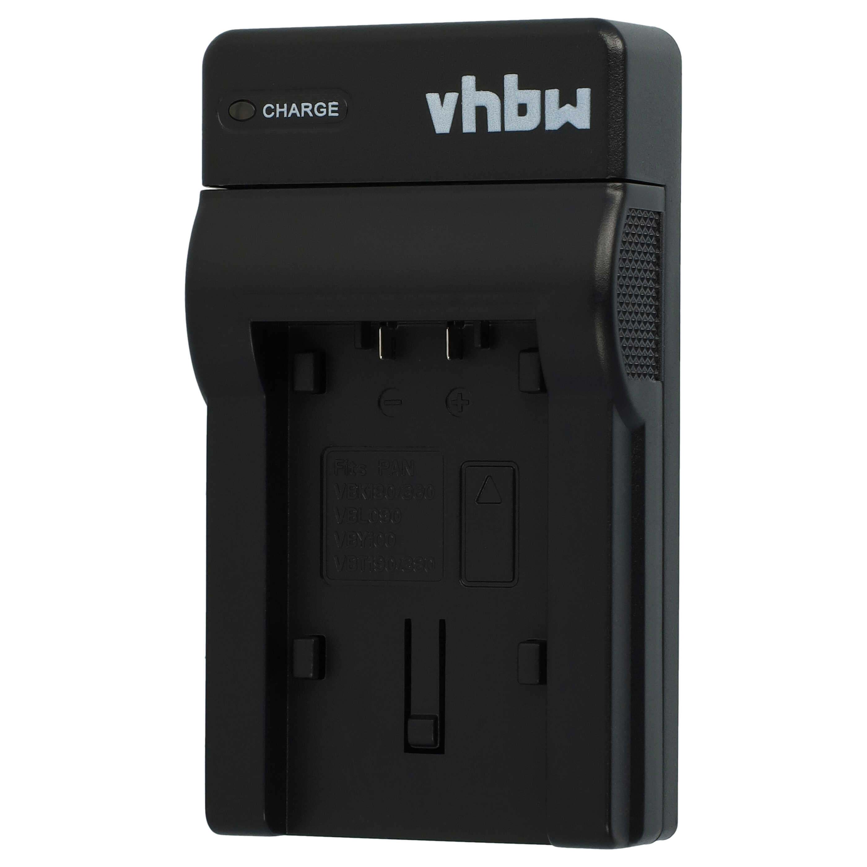 Schwarzes Vhbw-Ladegerät. Oben steht das Wort "CHARGE". Mitte hat einen Batterieschlitz. Weißer Hintergrund.