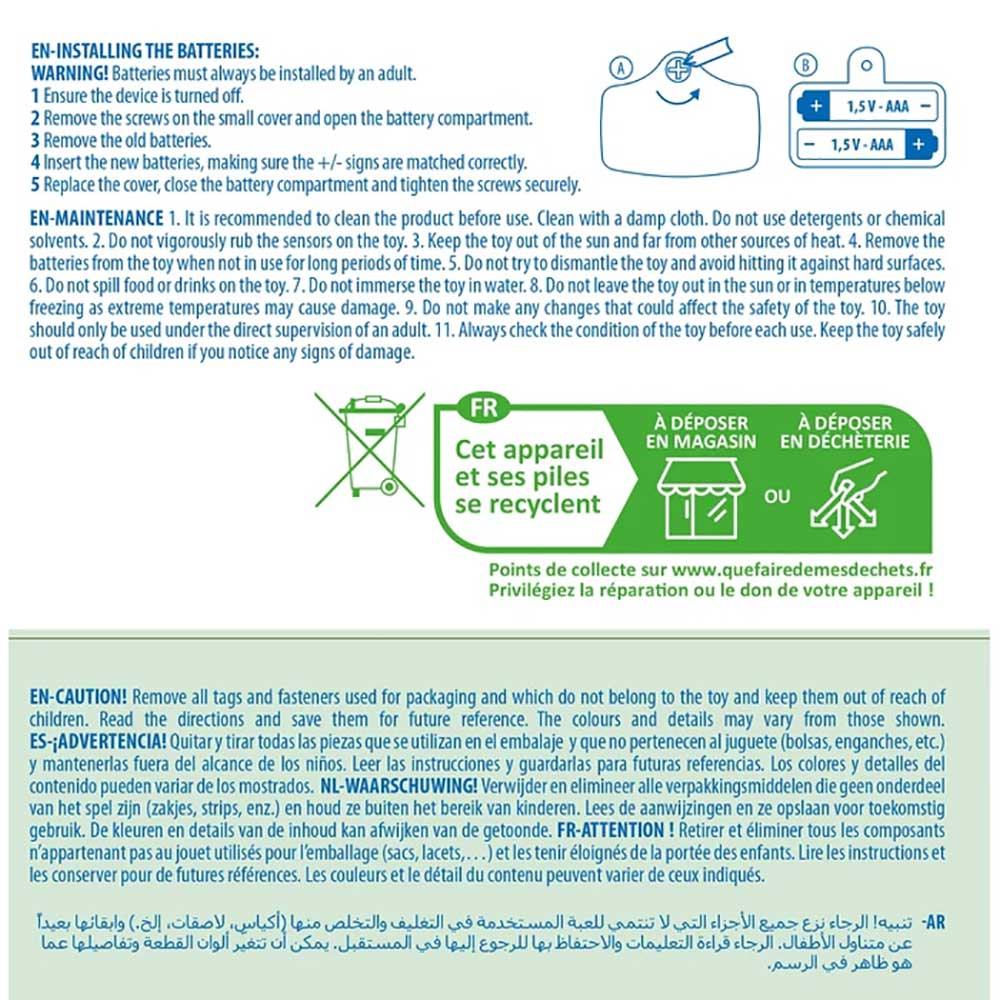 Instrukcje dotyczące instalacji baterii, konserwacji i środków ostrożności na białym tle.