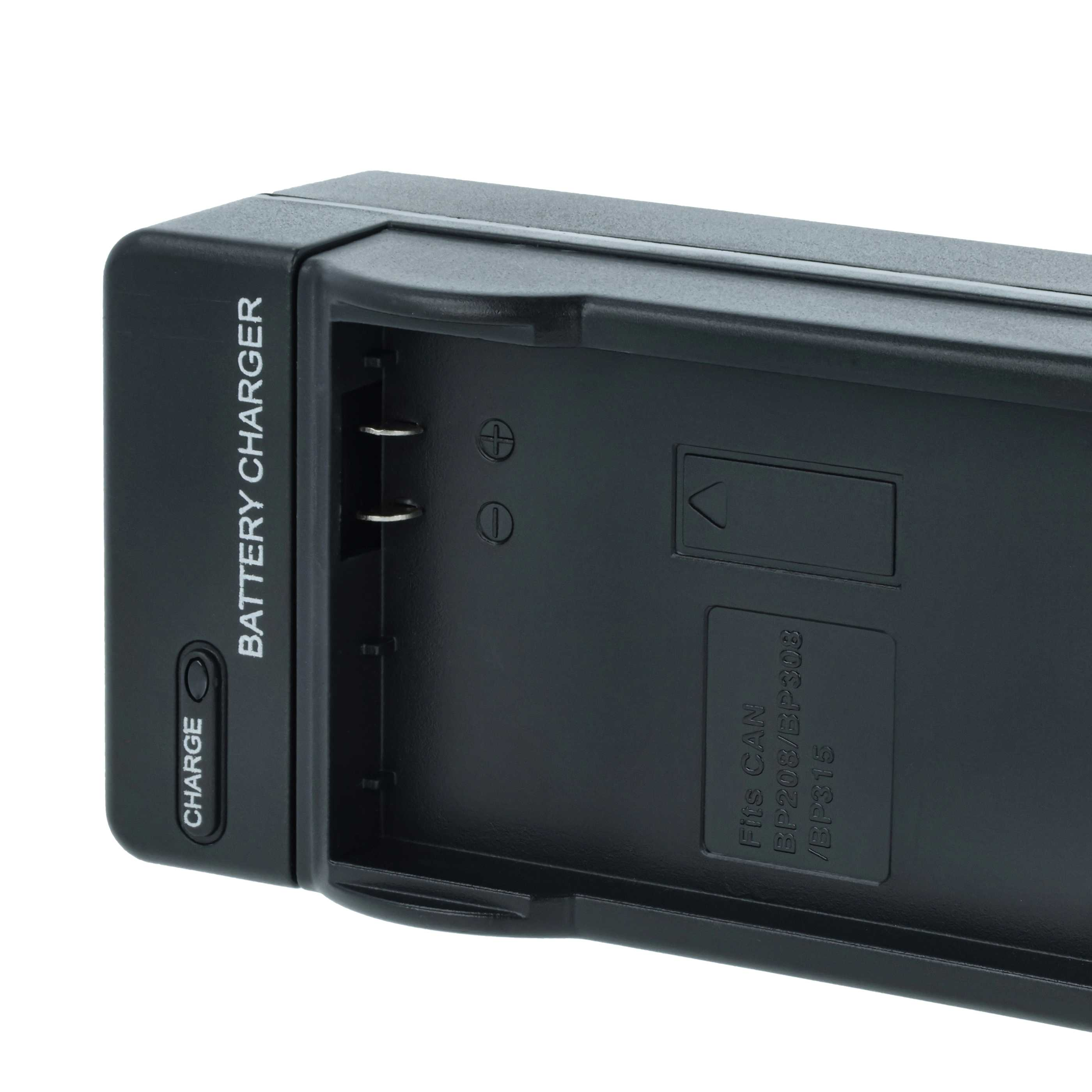 Schwarzes Batterieladegerät auf weißem Hintergrund. Es hat einen Steckplatz und eine Ladeanzeige.