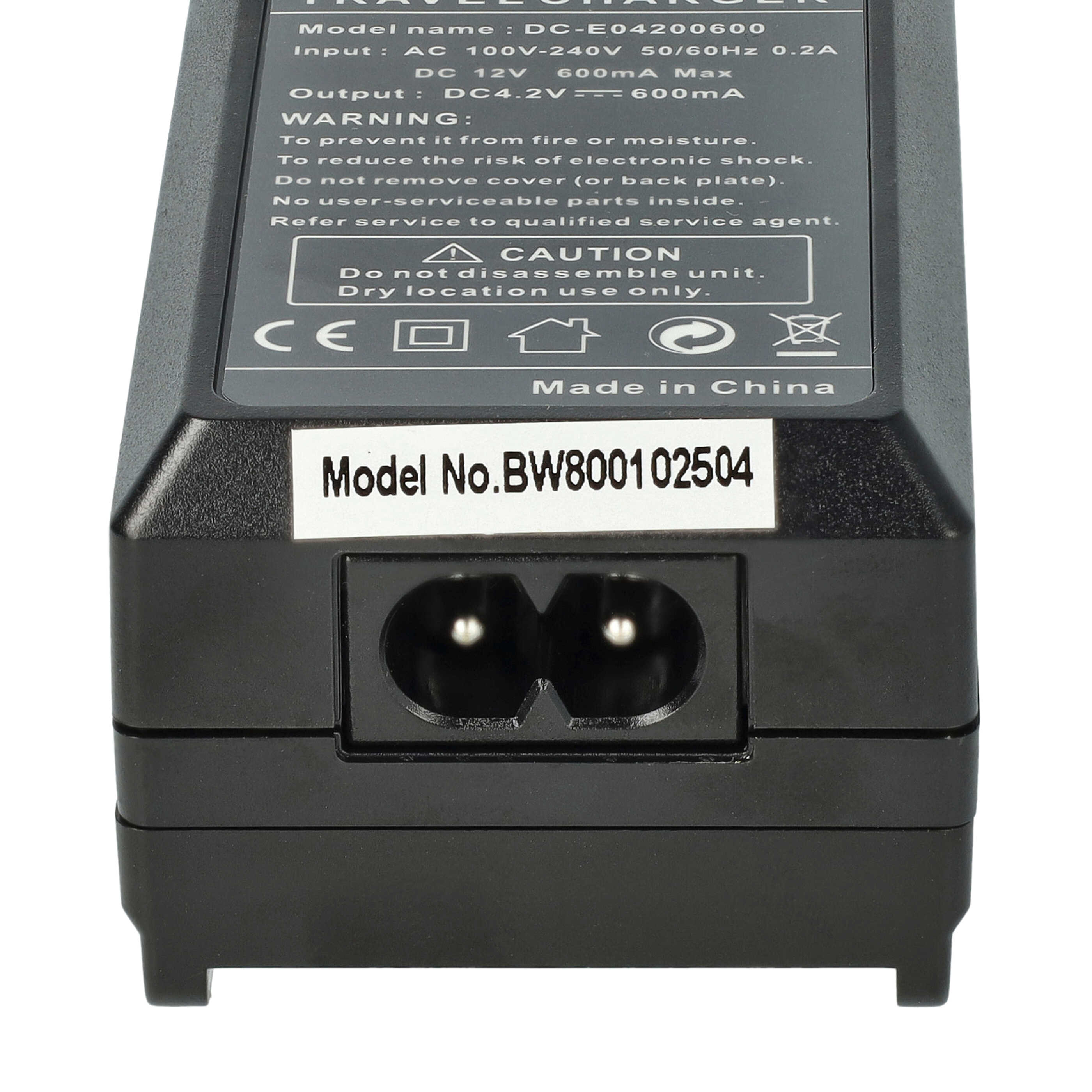 Ein schwarzes Reisegerät mit Text und einem Stromeingang. Der Text enthält Modell- und Warninformationen. Es ist in China hergestellt.