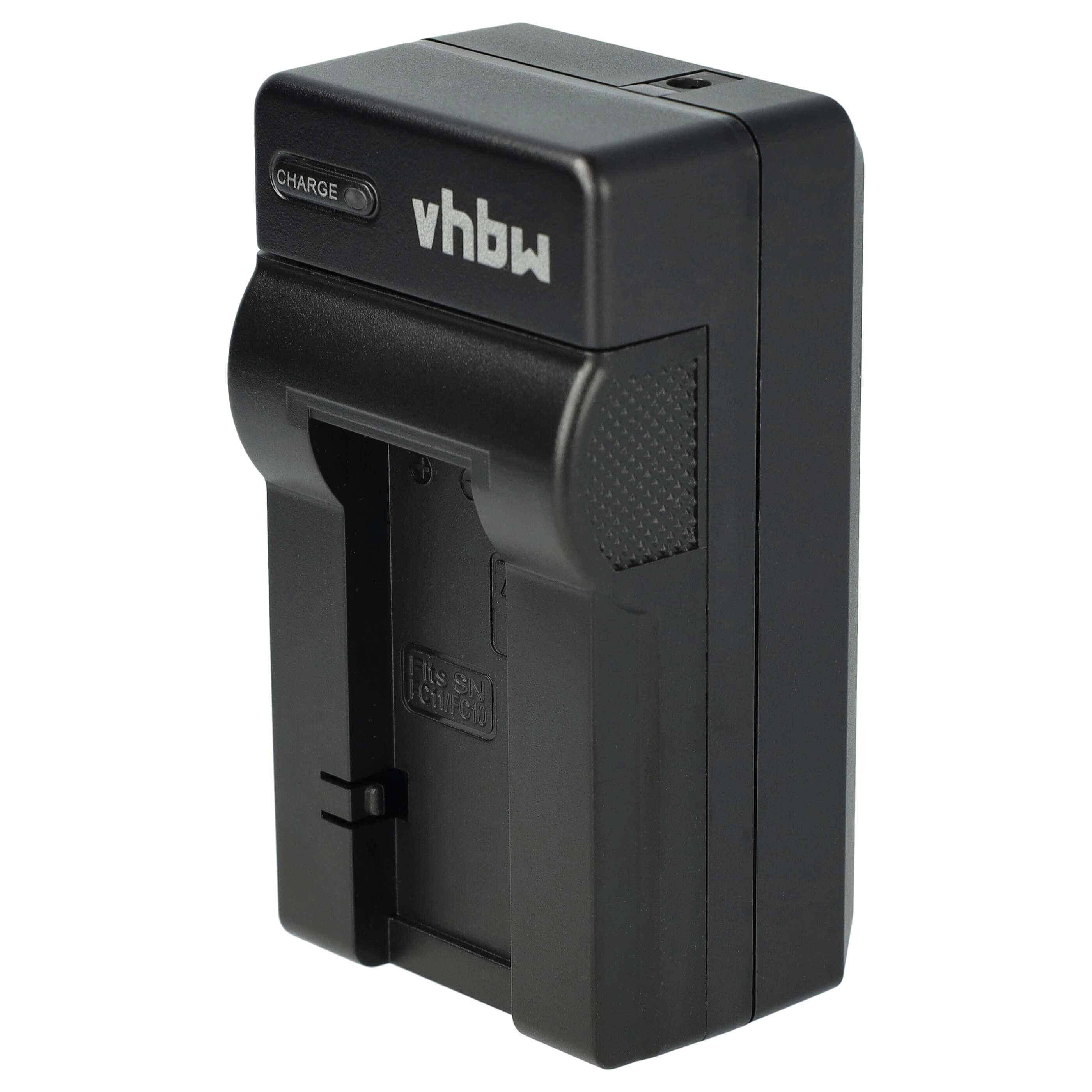 Schwarzes Vhbw-Batterieladegerät. Text 'Charge' und Markenname sind sichtbar. Weißer Hintergrund.