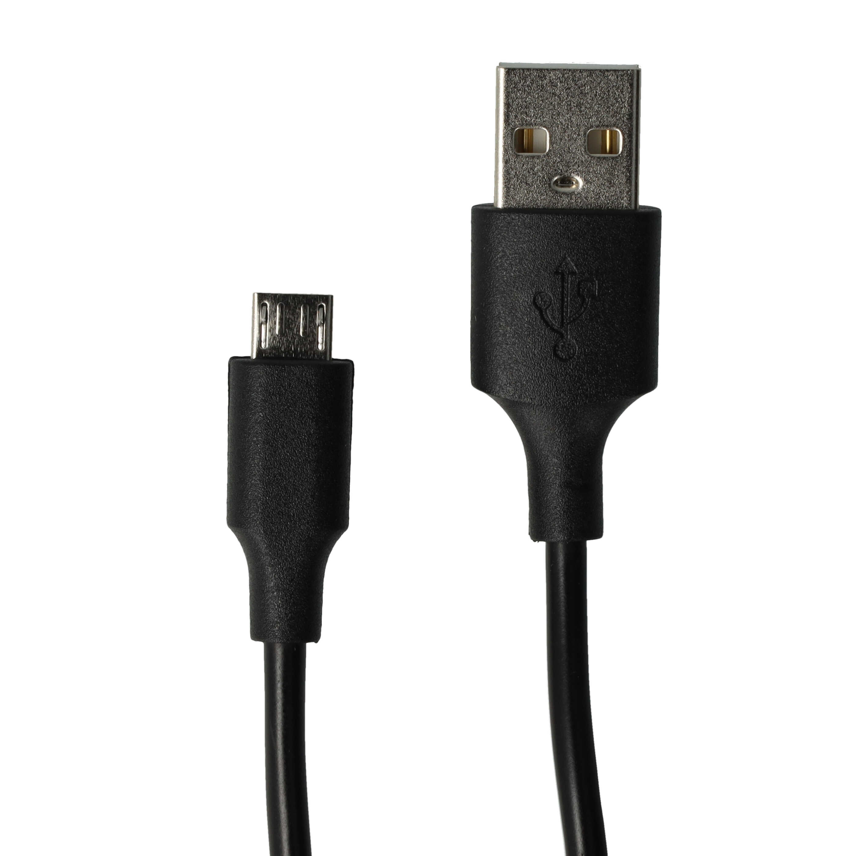 Zwei schwarze USB-Kabel auf weißem Hintergrund. Eines ist ein Standard-USB, das andere Micro-USB.