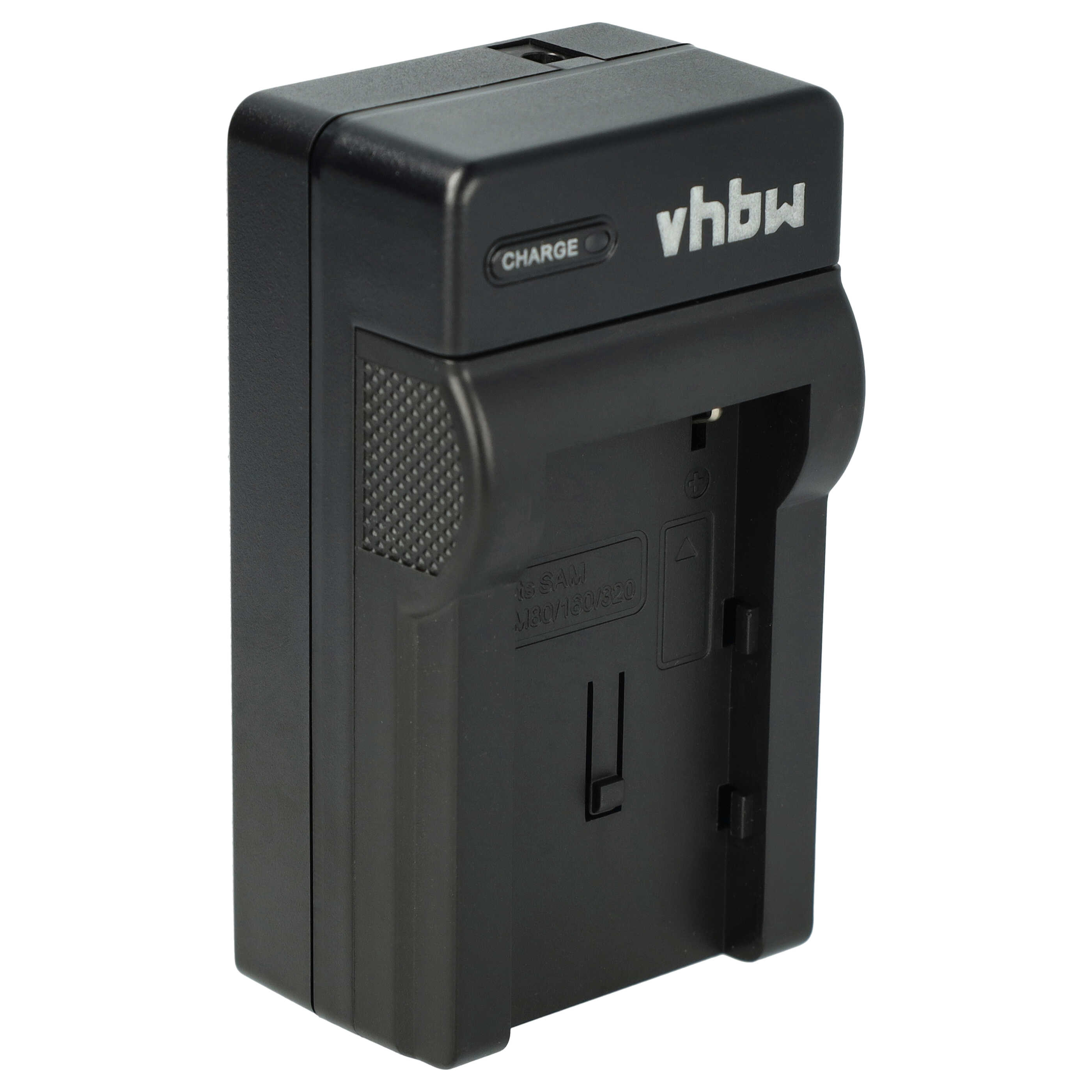 Ein schwarzes Batterieladegerät mit dem Markennamen 'vhbw'. Auf dem Ladegerät sind 'CHARGE' und Modellinformationen aufgedruckt.