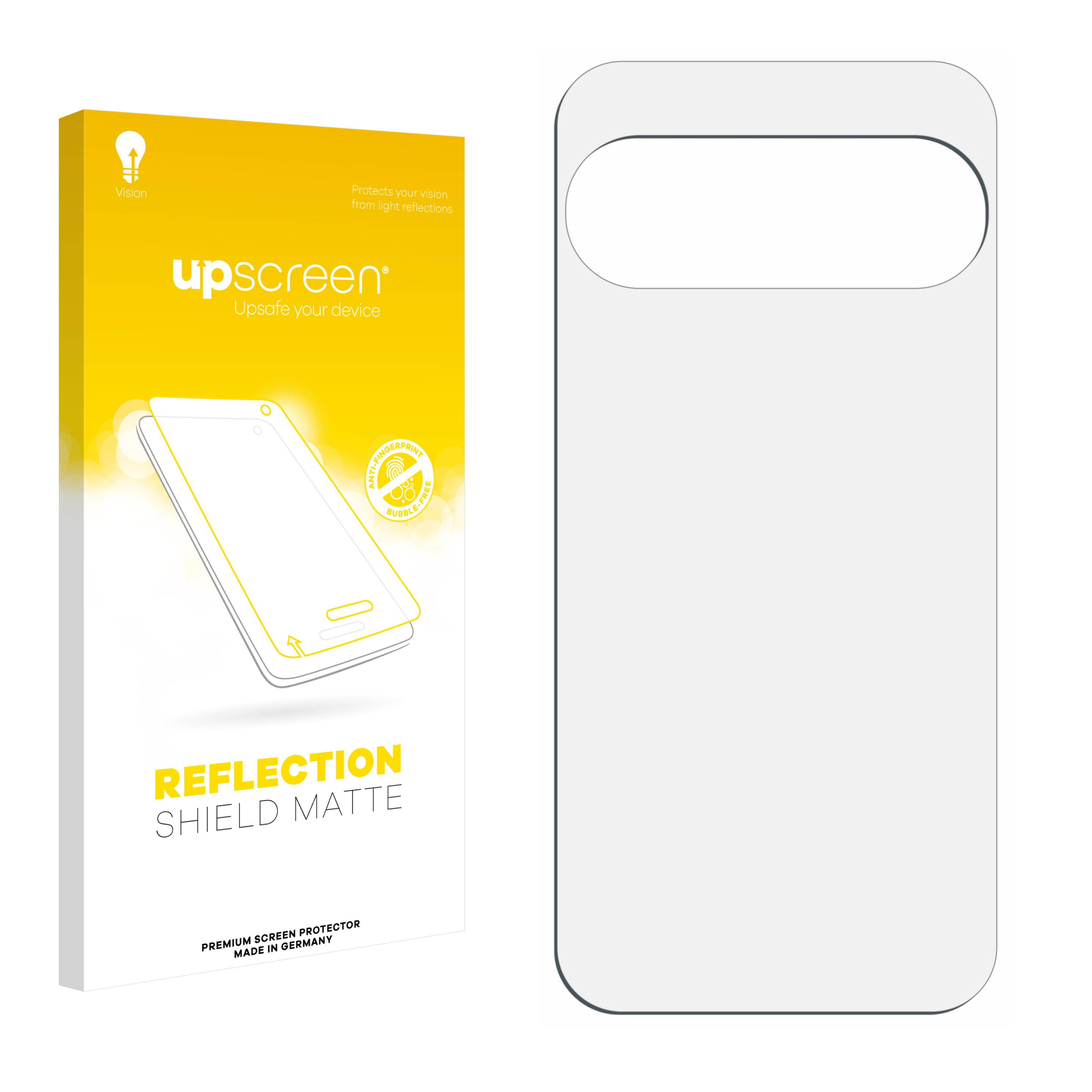 Eine Schirm-Schutzfolien-Box mit einer klaren Telefonkontur und einem transparenten Schutz daneben, auf weißem Grund.