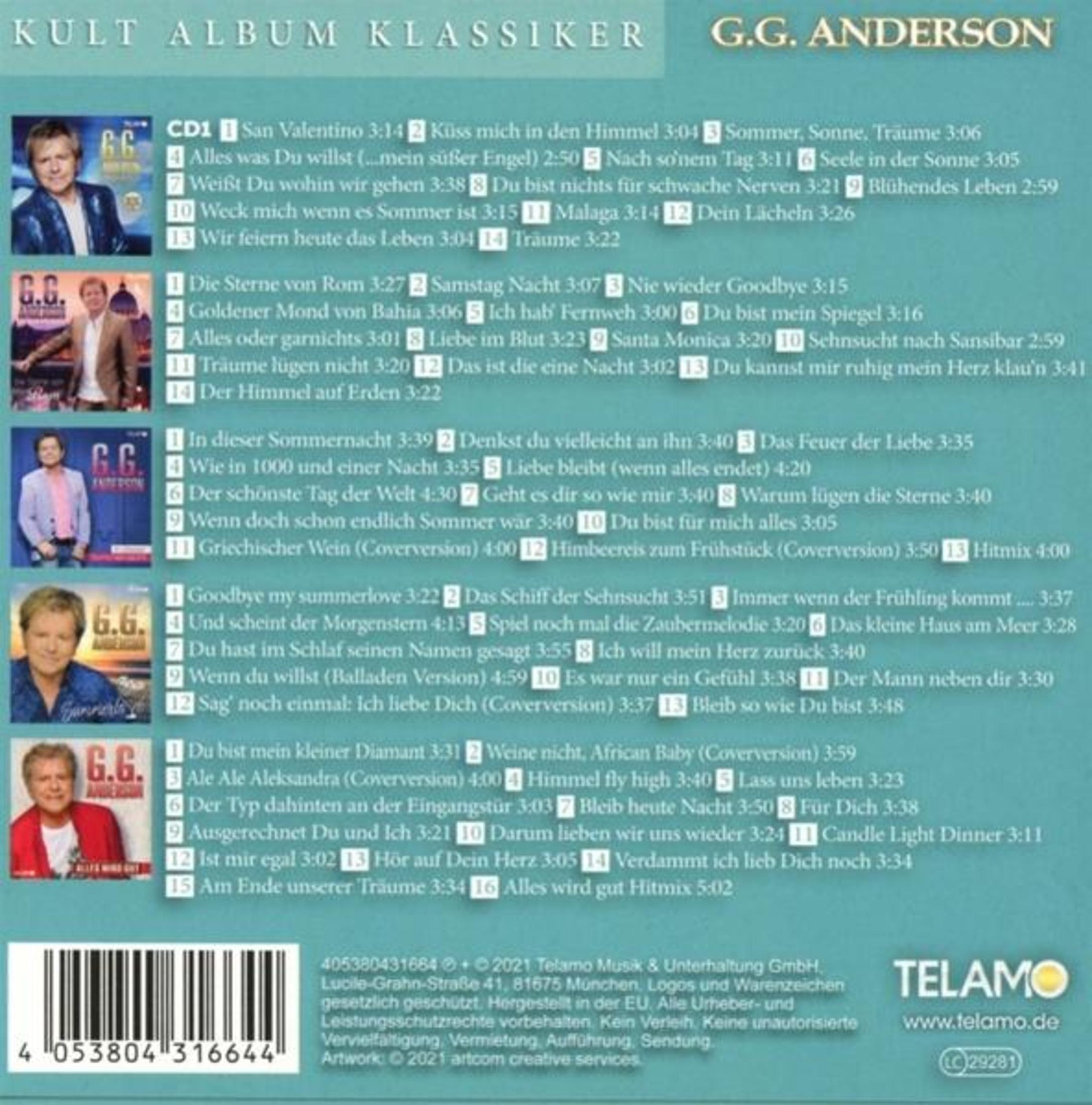 CD-Cover von G.G. Andersons Album mit seinem Foto. Text enthält Albumtitel, Songtitel und einen Barcode.
