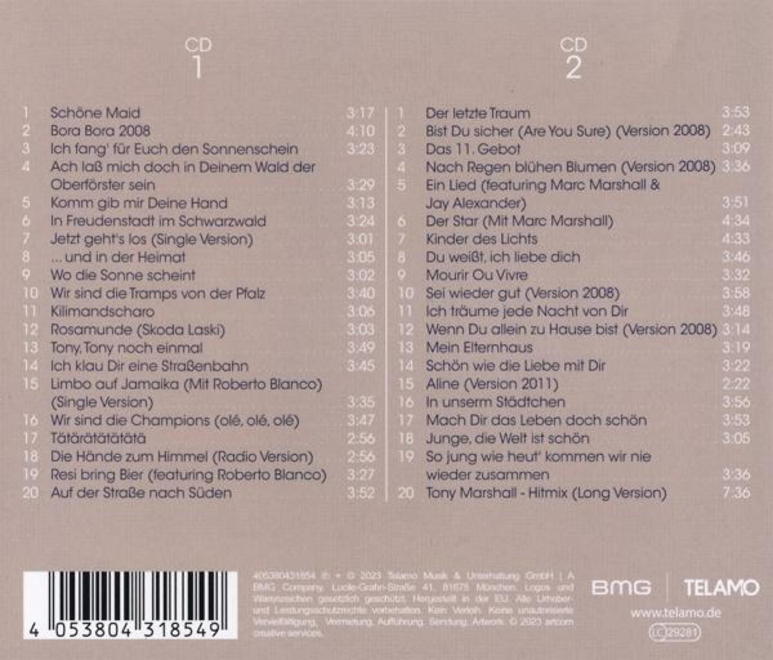 CD-Cover mit Titelliste. Titel: Schone Maid. Künstler: Tony Marshall.