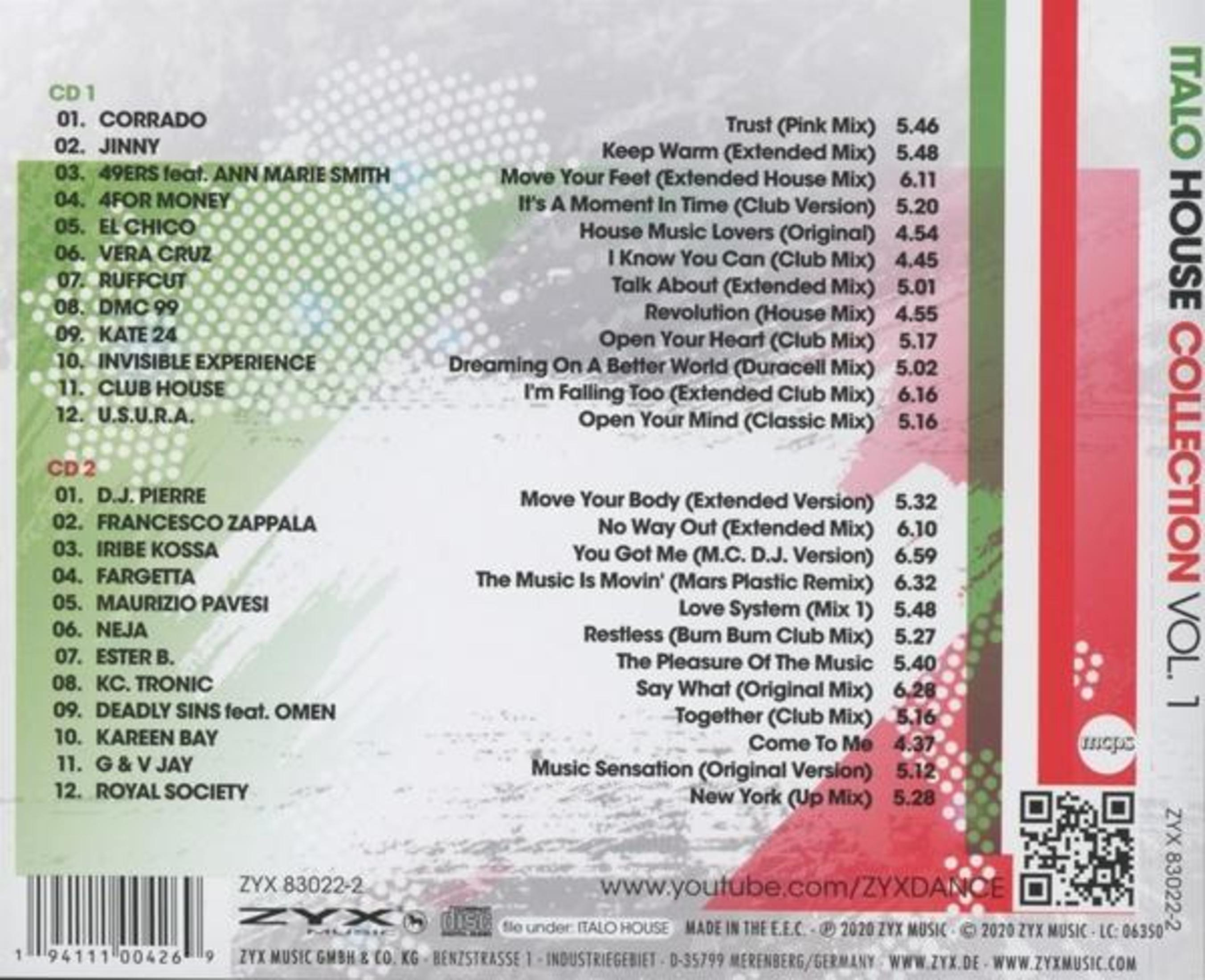 Ein Albumcover mit weißem und grünem Text links, rot rechts und einem Barcode unten.